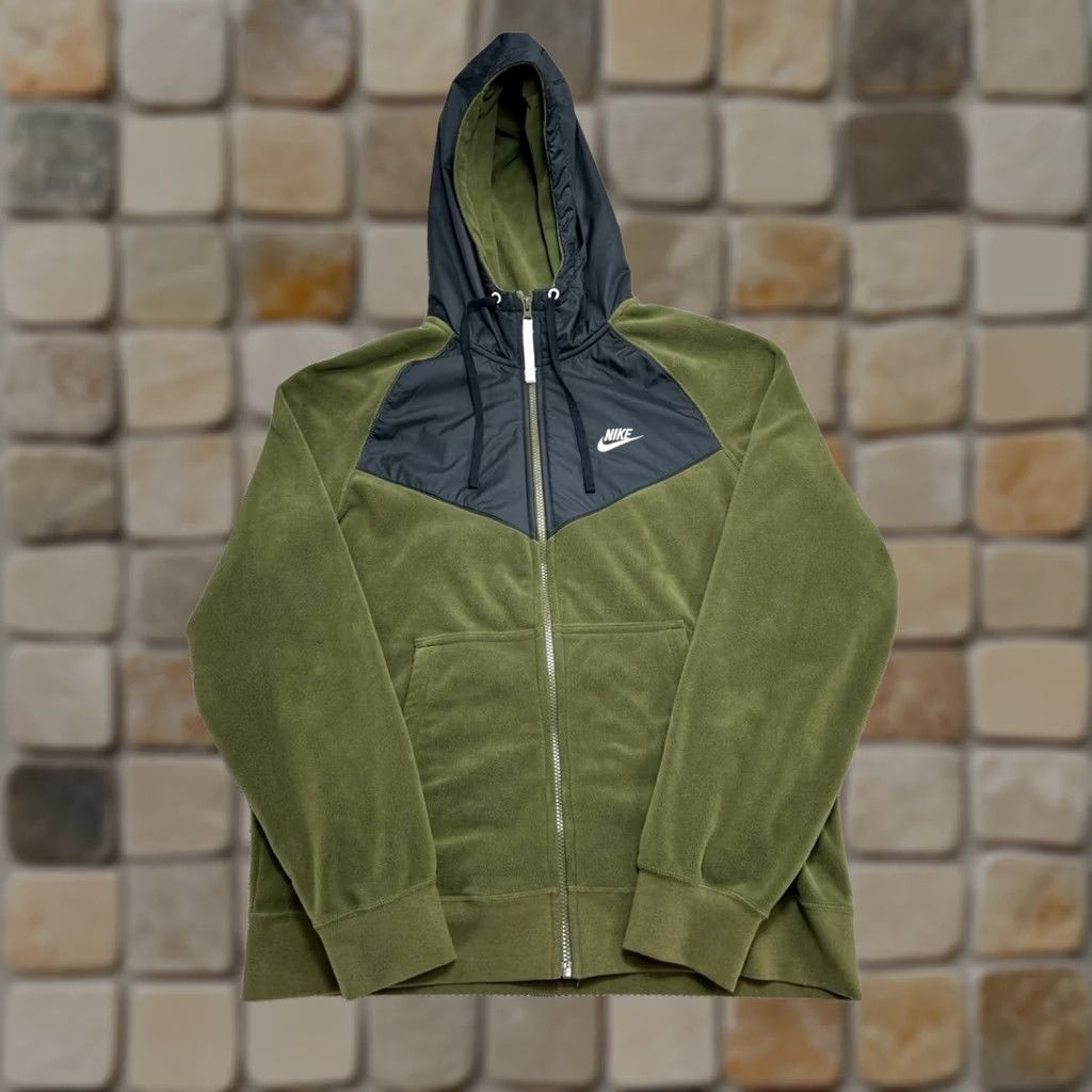 Nike Jacket Fleece Green Black Full Zip Large Mens, Men's