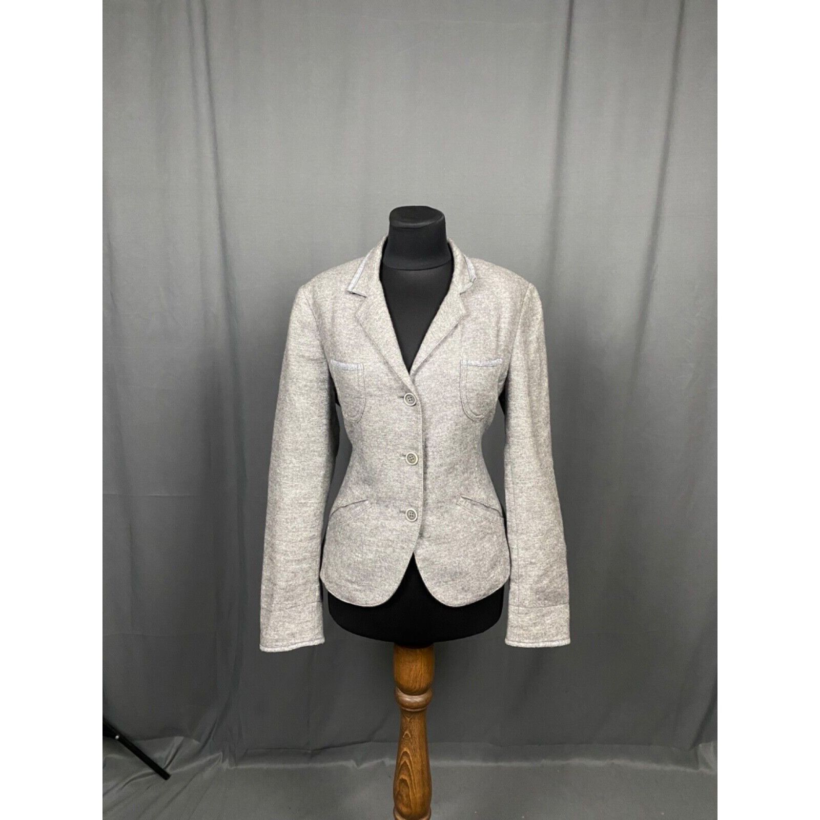 Brunello Cucinelli MINT! Brunello Cucinelli Women's Gray 3-Button Cashmere Blaz Size M / US 6-8 / IT 42-44 - 3 Thumbnail