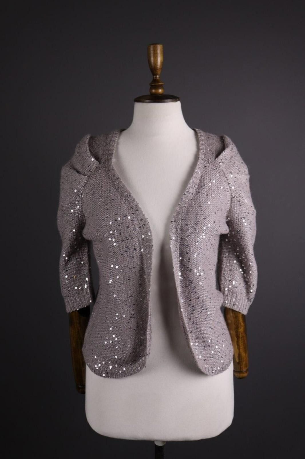 Kokaine Kookai Gray Mohair Wool Sequin Cardigan Sweater Size 1 / S Size M / US 6-8 / IT 42-44 - 1 Thumbnail