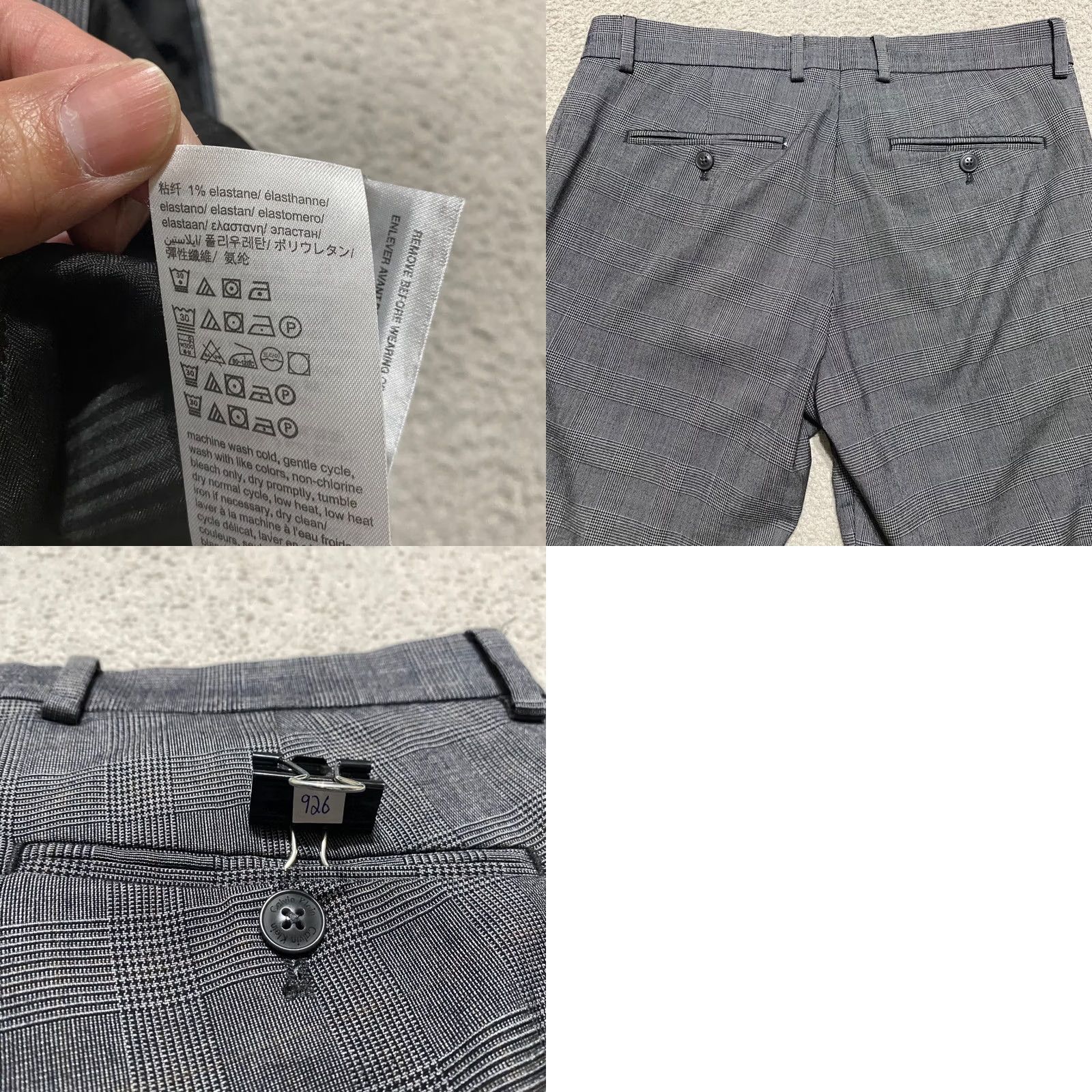 Calvin Klein Calvin Klein Dress Pants Slim Straight Gray Plaid Mens 30x32 Flat Front Business Dress Pants Size US 30 / EU 46 - 9 Thumbnail