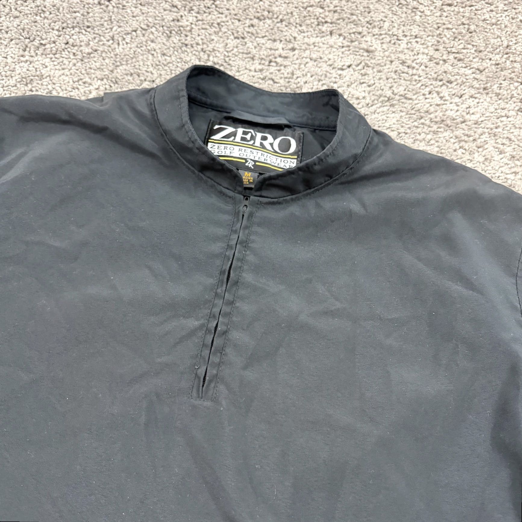 Vintage Zero Restriction Jacket Women M Black Windbreaker 1/4 Zip Pockets USA Size 32" / US 10 / IT 46 - 2 Thumbnail