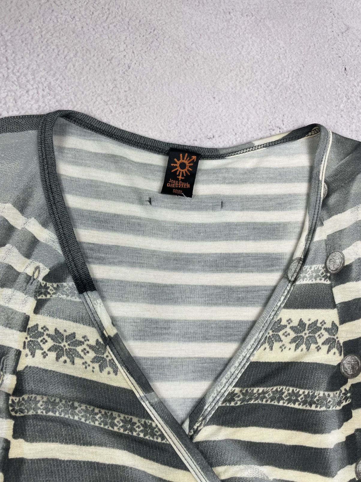 Jean Paul Gaultier JPG Soleil Long-Sleeve VNeck Shirt Jean Paul Gaultier Unique Size M / US 6-8 / IT 42-44 - 5 Thumbnail