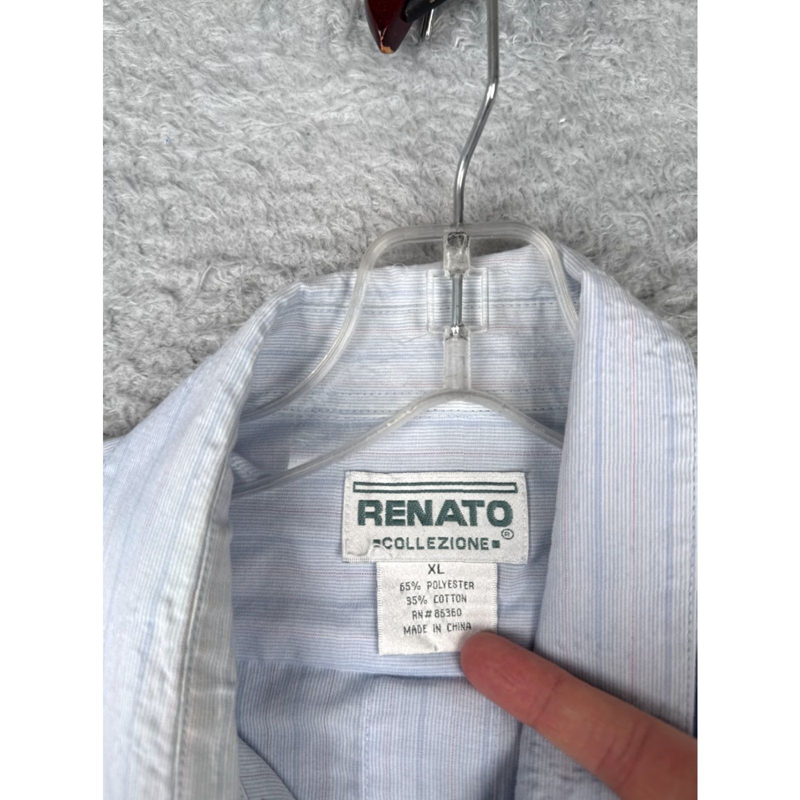 Vintage Renato Guayabera Shirt Men Extra Large Blue Vertical Stripe 4 Pocket Poly Blend Button-Up Size US XL / EU 56 / 4 - 6 Thumbnail