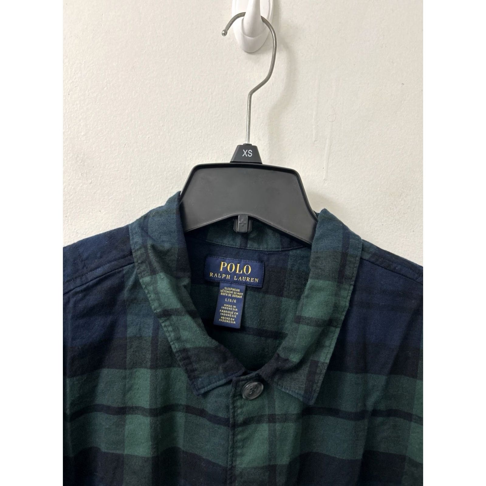 Polo Ralph Lauren VINTAGE Polo Ralph Lauren Sleepwear Shirt Mens L Green Navy Plaid Pony Logo Size US L / EU 52-54 / 3 - 5 Thumbnail