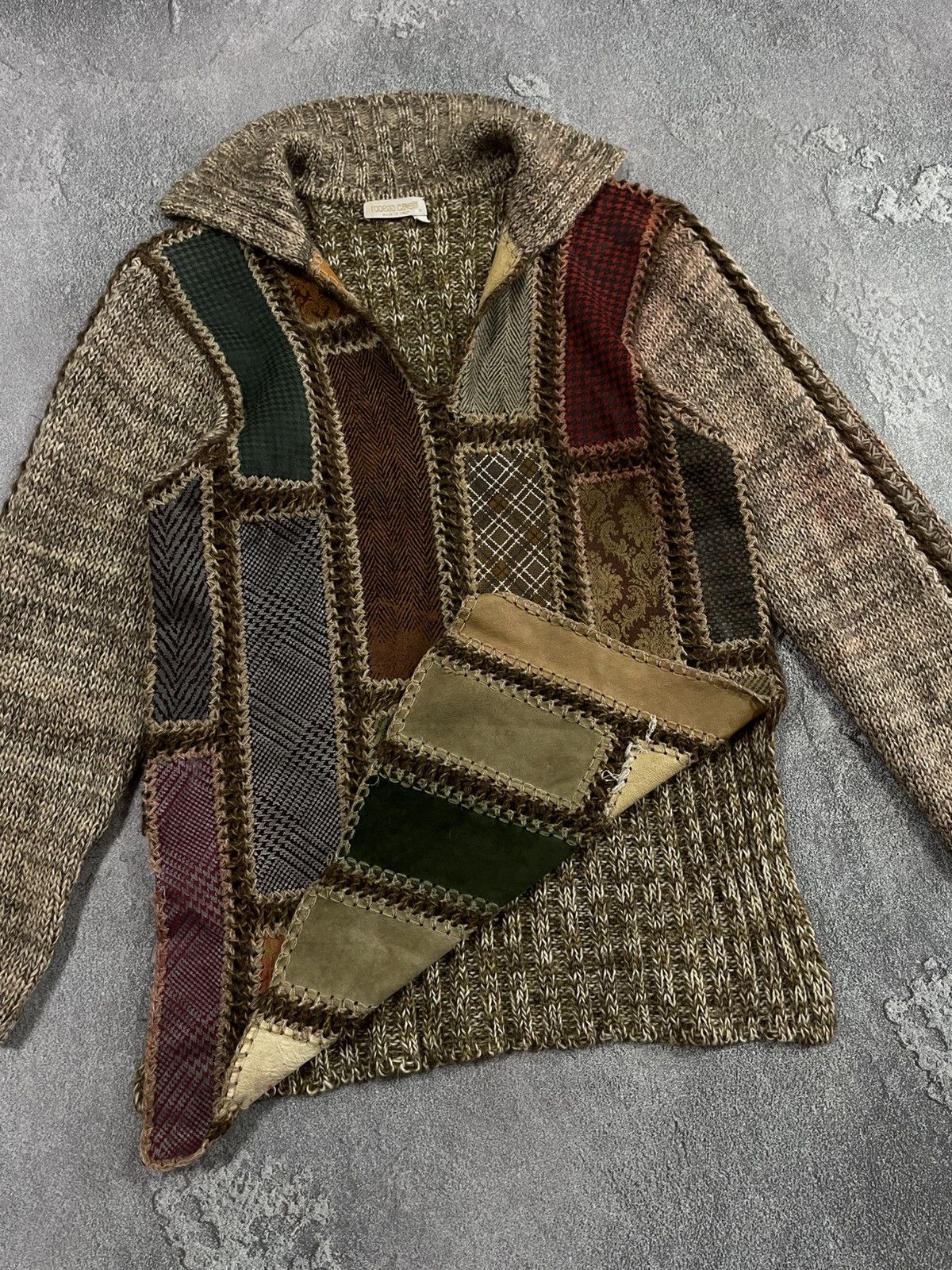 Roberto Cavalli Rare Roberto Cavalli Patchwork Leather Mohair Knit Sweater Size M / US 6-8 / IT 42-44 - 9 Thumbnail