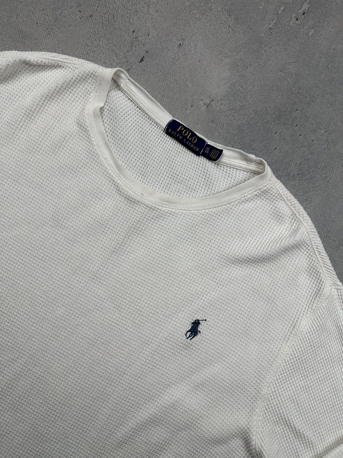 Polo Ralph Lauren Vintage Polo Ralph Lauren Waffle Knit Thermal Long Sleeve Size US XL / EU 56 / 4 - 4 Thumbnail