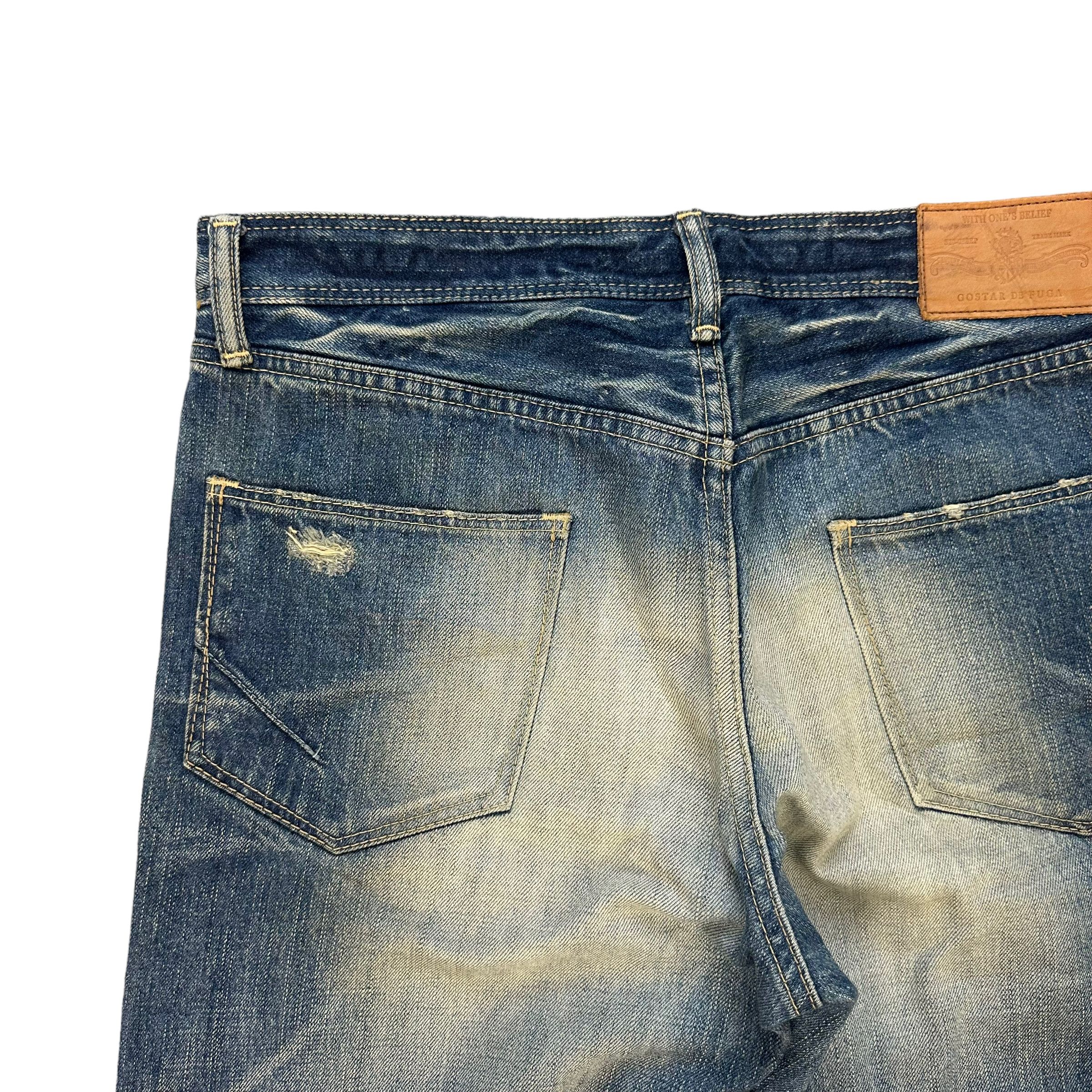 GOSTAR DE FUGA TRASHED🔥 GOSTA DE FUGA FLY BUTTON WASHED JEANS #7628-158 Size 33" - 14 Thumbnail