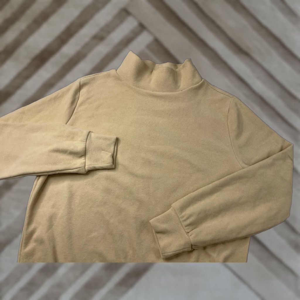 Vintage DUDLEY STEPHENS Sweater Womens XS Baldwin Turtleneck Terry Fleece Pullover Beige Logo Embroidered Fashion Pullover Sweatshirt Womens XS Size XS / US 0-2 / IT 36-38 - 1 Thumbnail