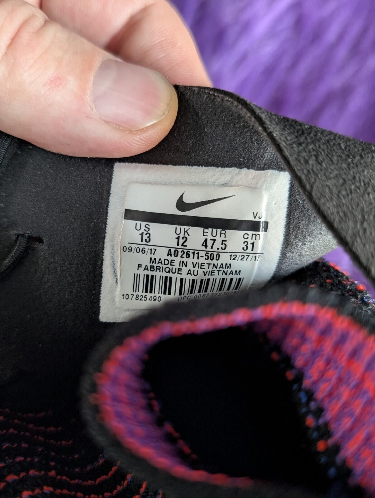 Nike 2017 Nike Footscape Flyknit DM Hyper Grape Black AO2611 500 Size US 13 / EU 46 - 8 Thumbnail