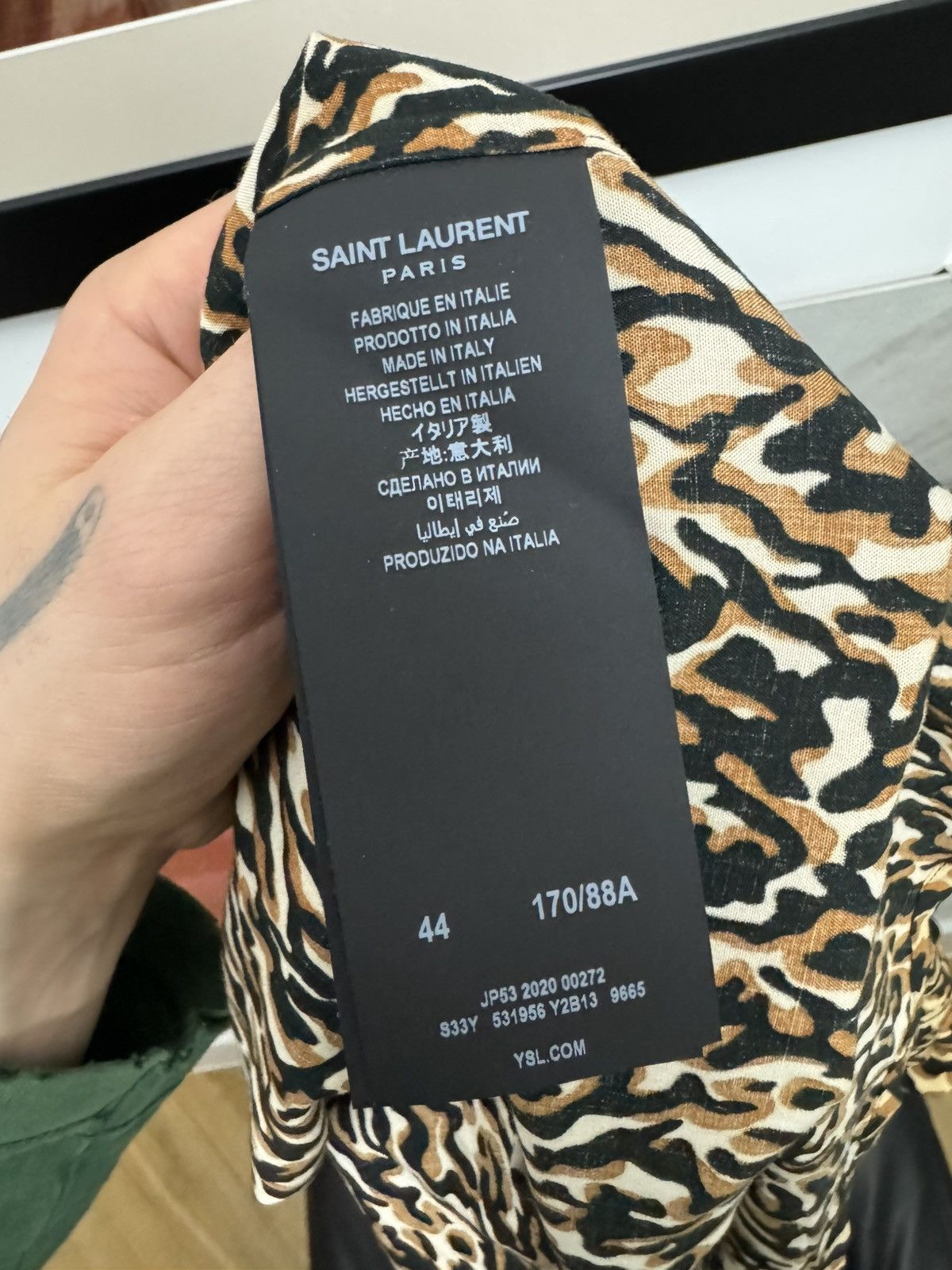 Saint Laurent Paris FW20 Saint Laurent Leopard Camo Viscose Shirt SLP Designer Size US XL / EU 56 / 4 - 6 Thumbnail