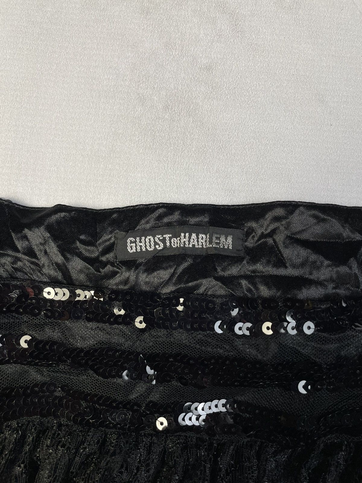 Japanese Brand 2000s Ghost of Harlem Agejo Sequined Waist Lace Mini Skirt Size 27" / US 4 / IT 40 - 6 Thumbnail