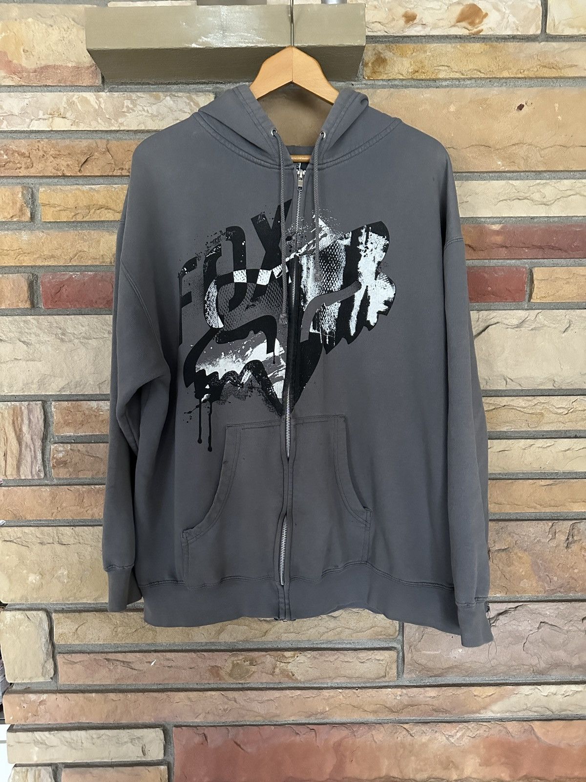 Fox Racing × Vintage Vintage Y2K Fox Zip Up Graphic Hooded Sweatshirt Size US XL / EU 56 / 4 - 1 Thumbnail