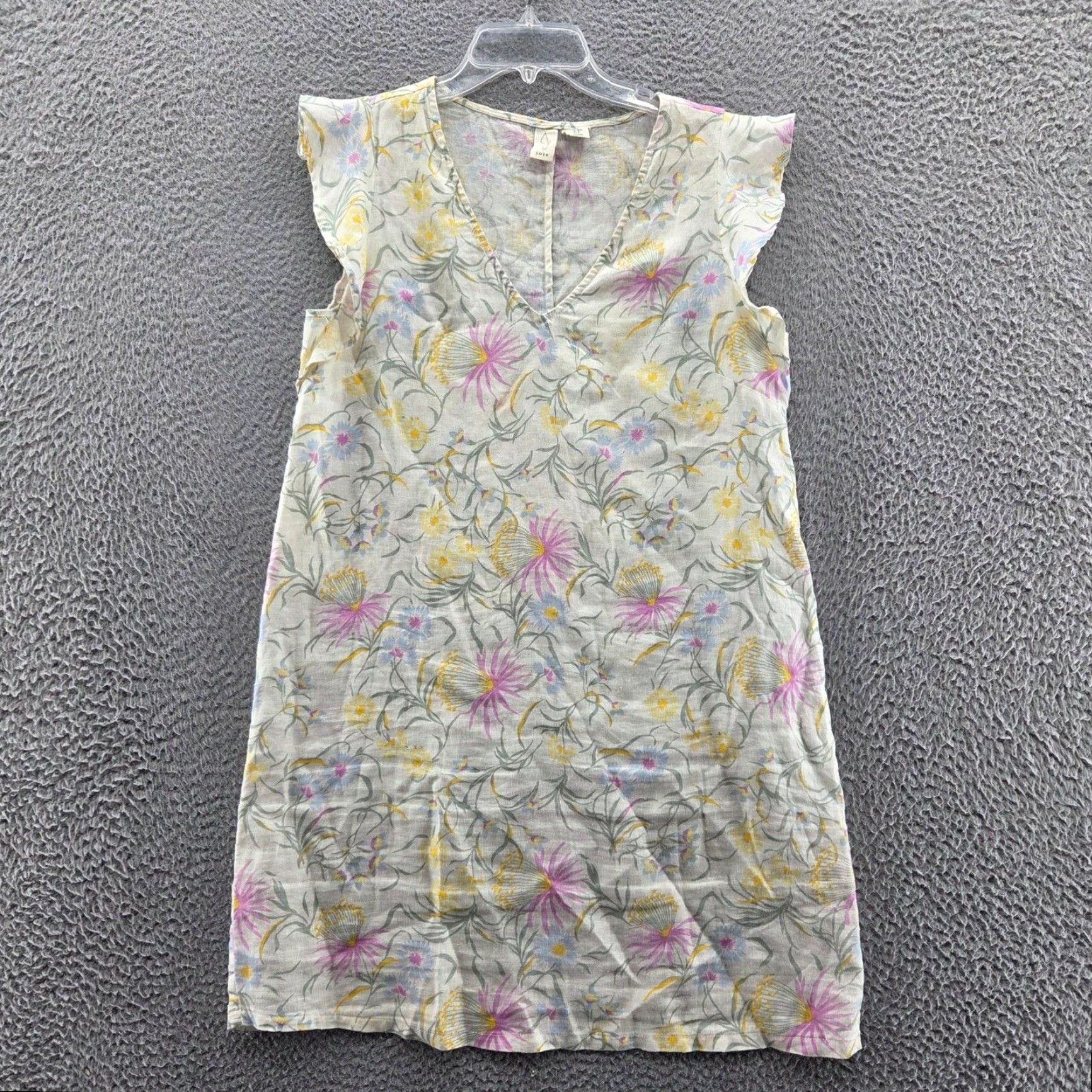 Joie Joie Dress Sheath Linen Floral Pink Yellow Beach Women's Medium" Size M / US 6-8 / IT 42-44 - 2 Thumbnail