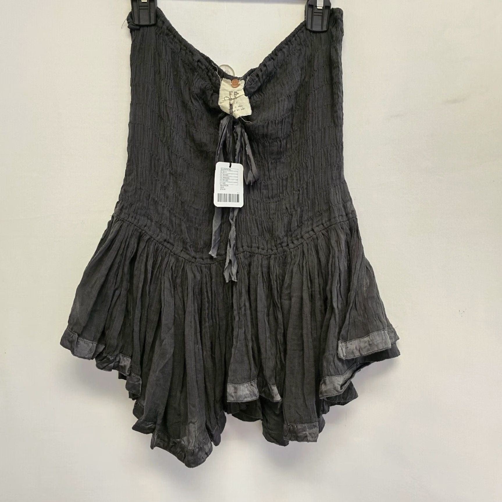 Free People Free People Blouse Shirt XS Black Sleeveless Strapless Bandeau Silk Tie Casual Denim Material Cotton Modern Fairycore Y2K Grunge Size XS / US 0-2 / IT 36-38 - 2 Thumbnail