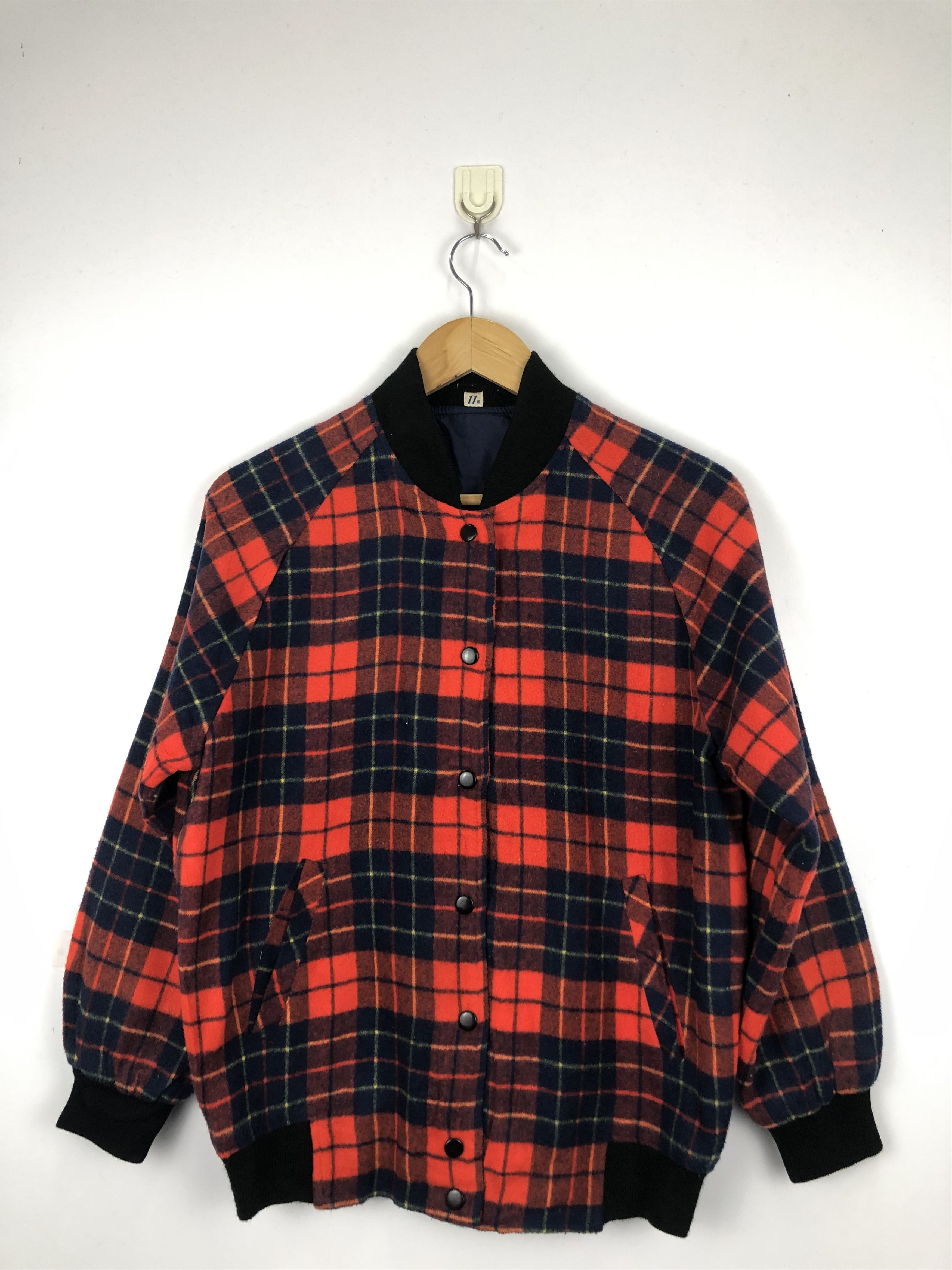 Japanese Brand Vintage 90s Japanese Brand Plaid Varsity Jacket V0428 Size US M / EU 48-50 / 2 - 1 Thumbnail