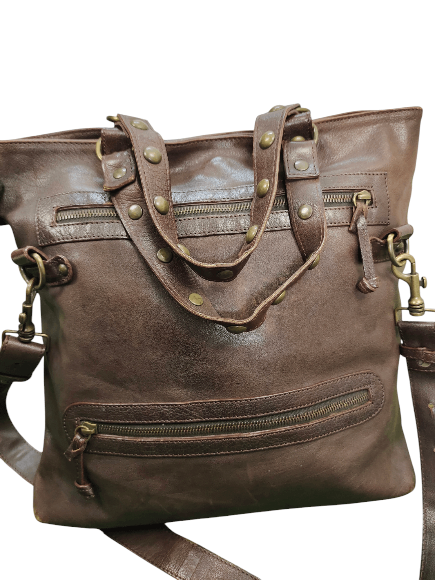 Leather Vintage Via Repubblica Italy Patina Full Leather 2 Way Bag Size ONE SIZE - 6 Thumbnail