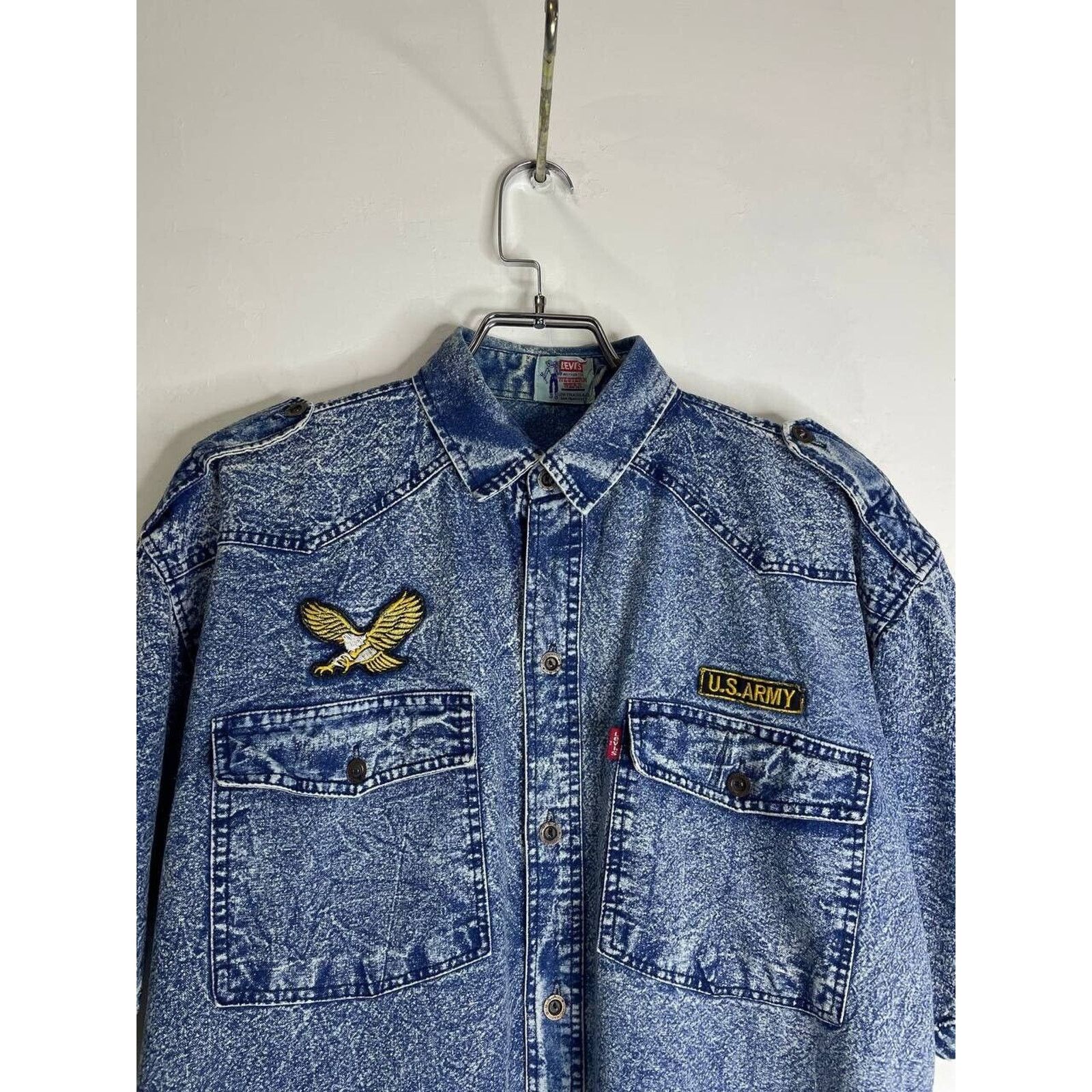 Levi's Vintage Levi’s Western Denim Shirt XL U.S. Army Eagle USA Size US XL / EU 56 / 4 - 2 Thumbnail