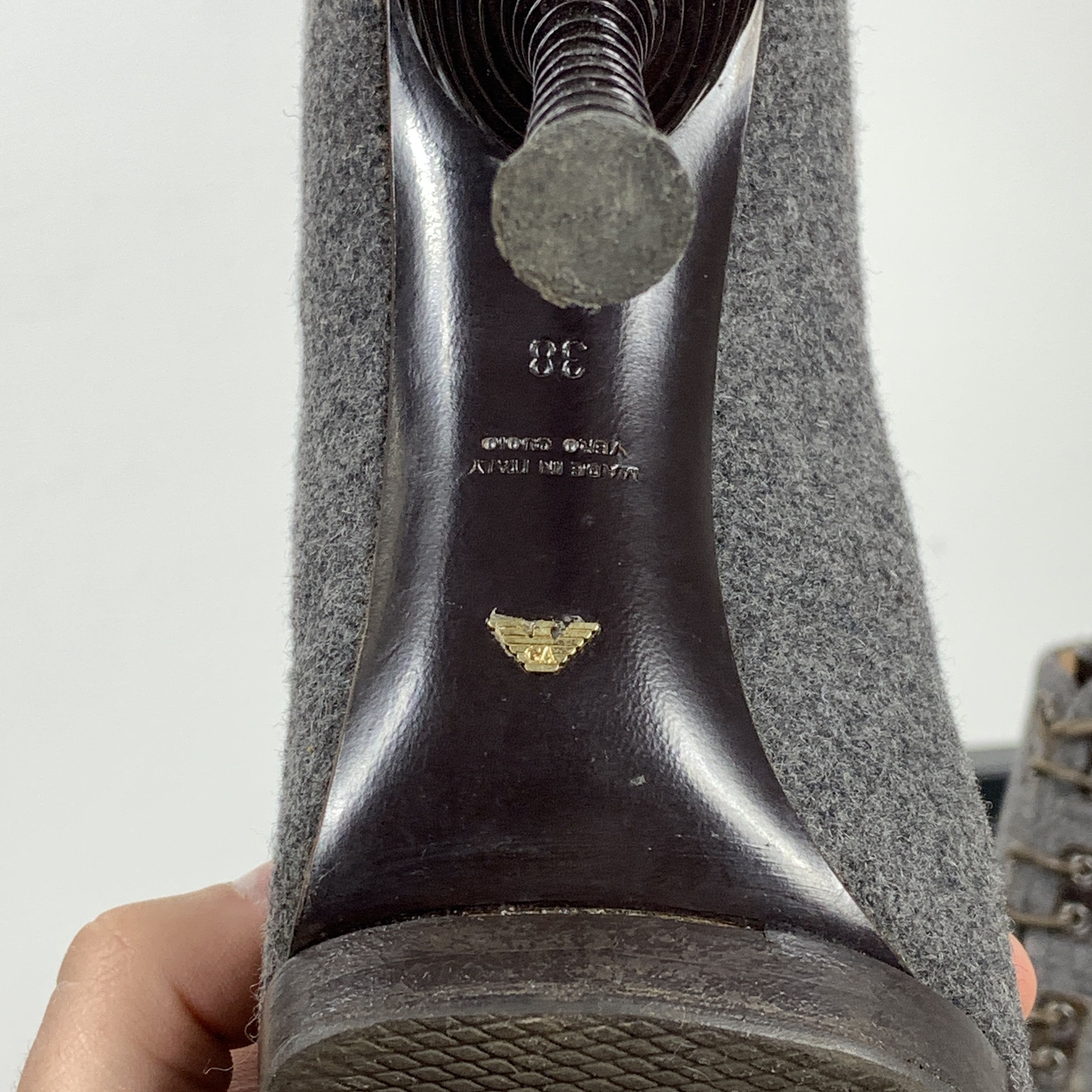 Emporio Armani Emporio Armani Grey Womens's Tweed Heels Shoes Size US 7.5 / IT 37.5 - 11 Thumbnail
