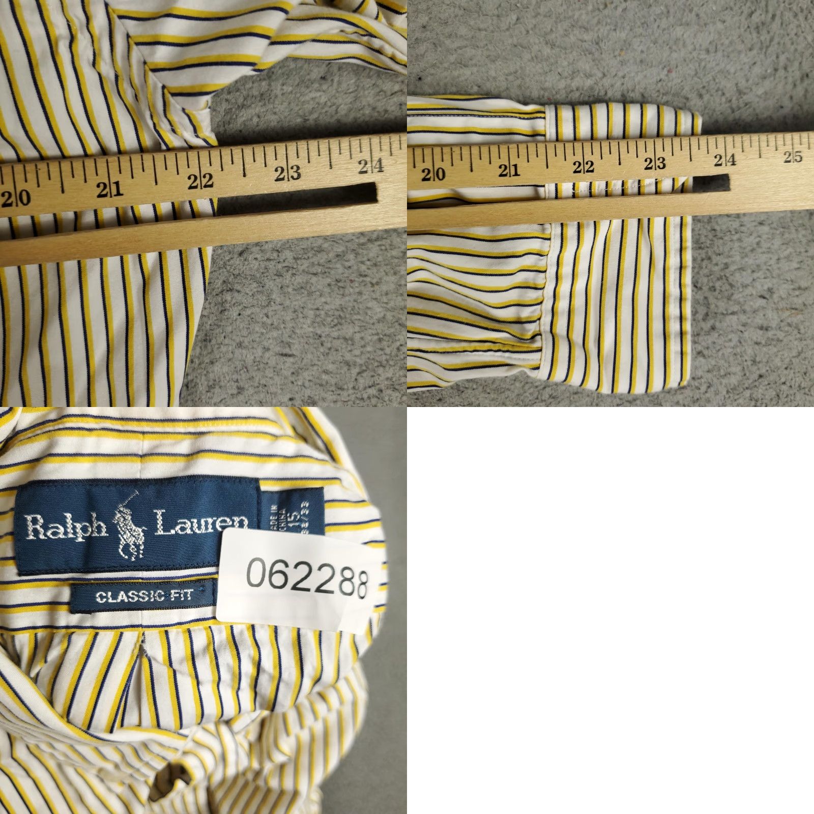 Ralph Lauren Ralph Lauren Polo Shirt Men's Large Yellow Navy Striped Oxford Classic Fit Long Sleeve Collared Cotton Size US L / EU 52-54 / 3 - 8 Thumbnail