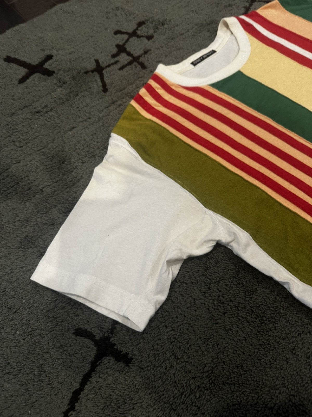 Issey Miyake Rare 90s Issey Miyake Cut and Sew Patchwork Stripe Tee Shirt Size US M / EU 48-50 / 2 - 3 Thumbnail