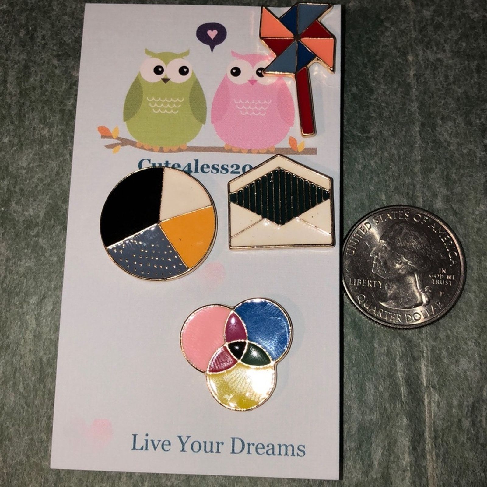 Other 4 Piece Pin Set Brooch Envelope Spinner Size ONE SIZE - 1 Thumbnail