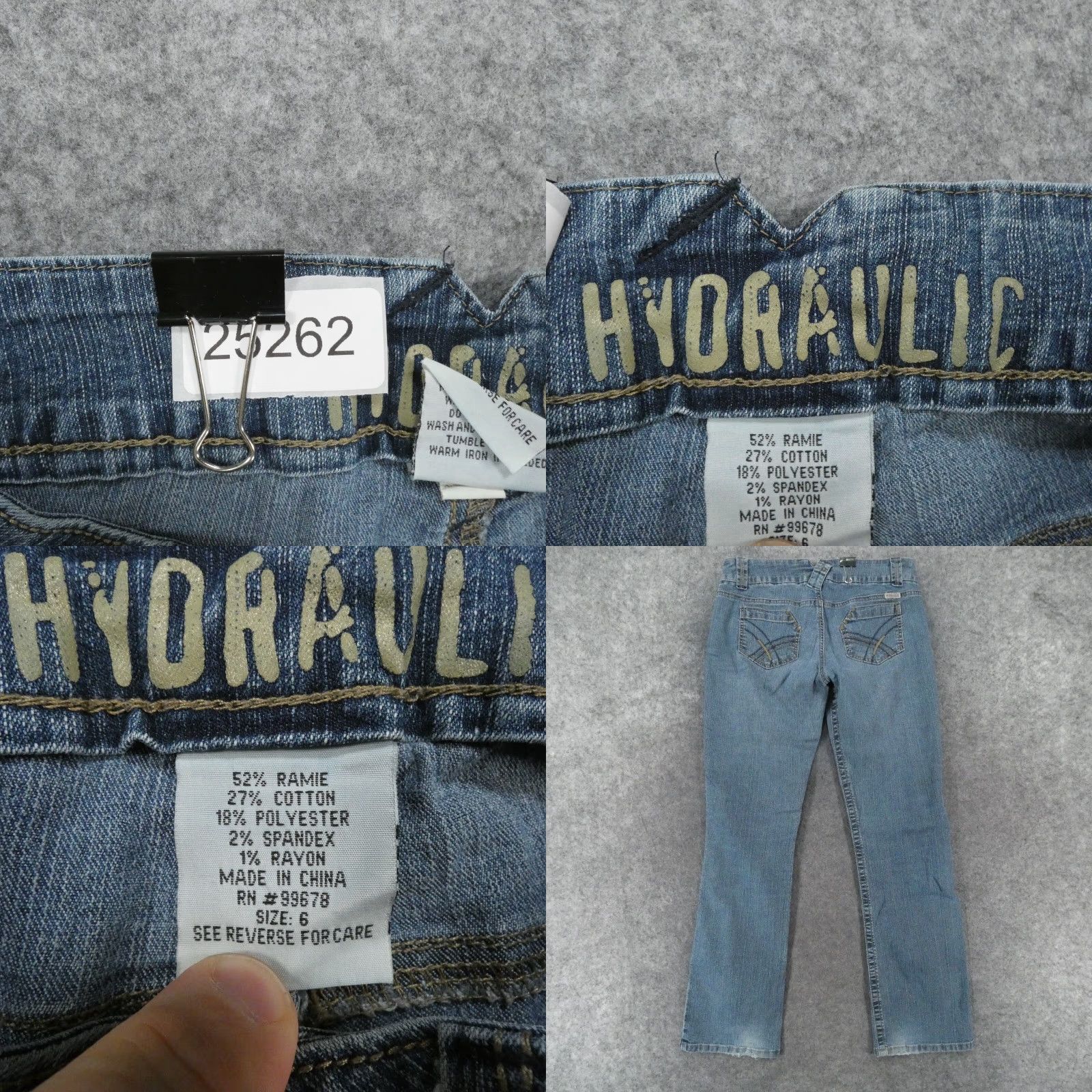 Vintage HYDRAULIC Jeans Womens 6 Bootcut Stretch Low Rise Med Wash Blue Size 28" / US 6 / IT 42 - 9 Thumbnail