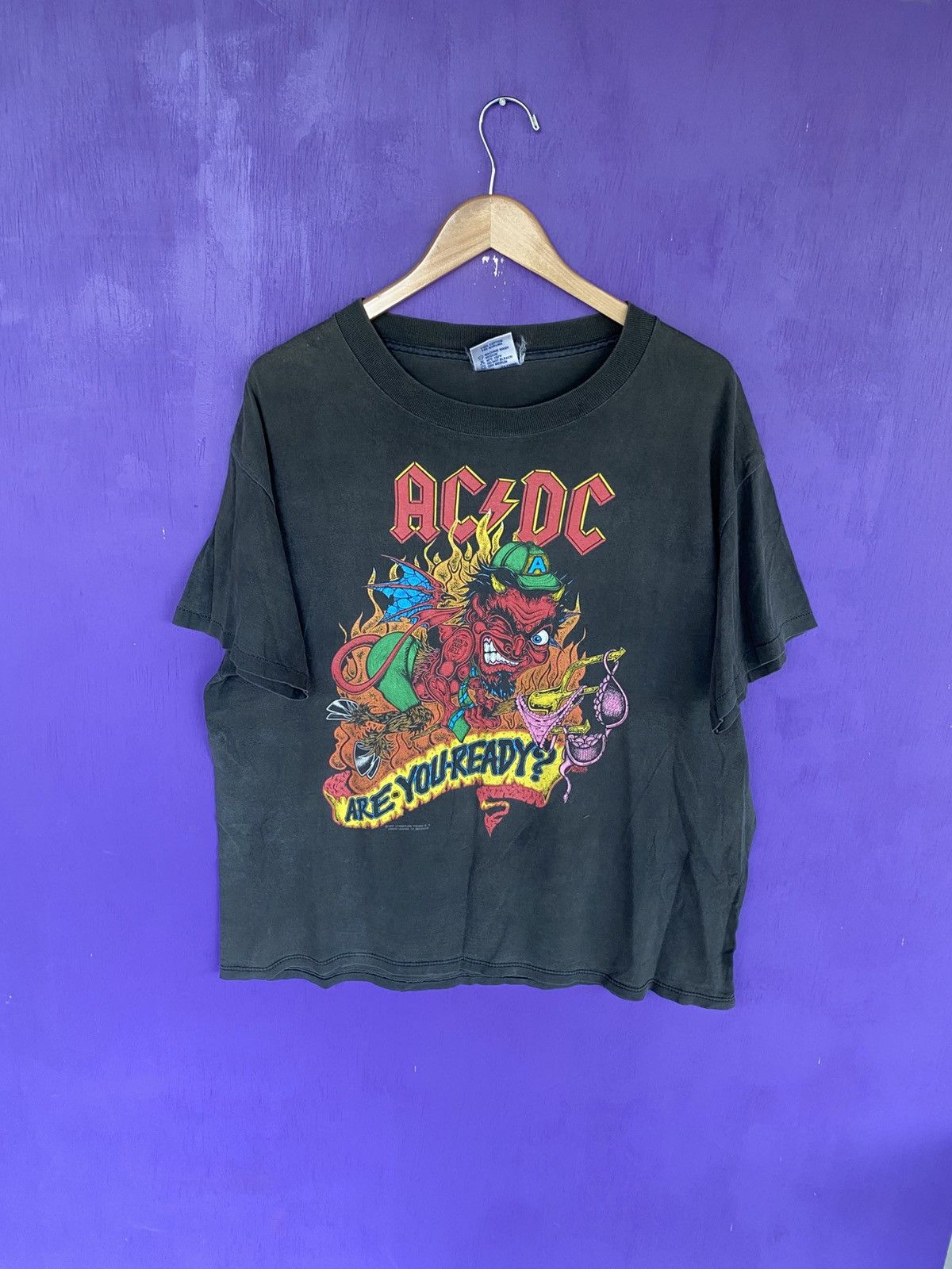 Band Tees Vintage 1990 ACDC are you ready faded tour tee Size US XL / EU 56 / 4 - 1 Thumbnail