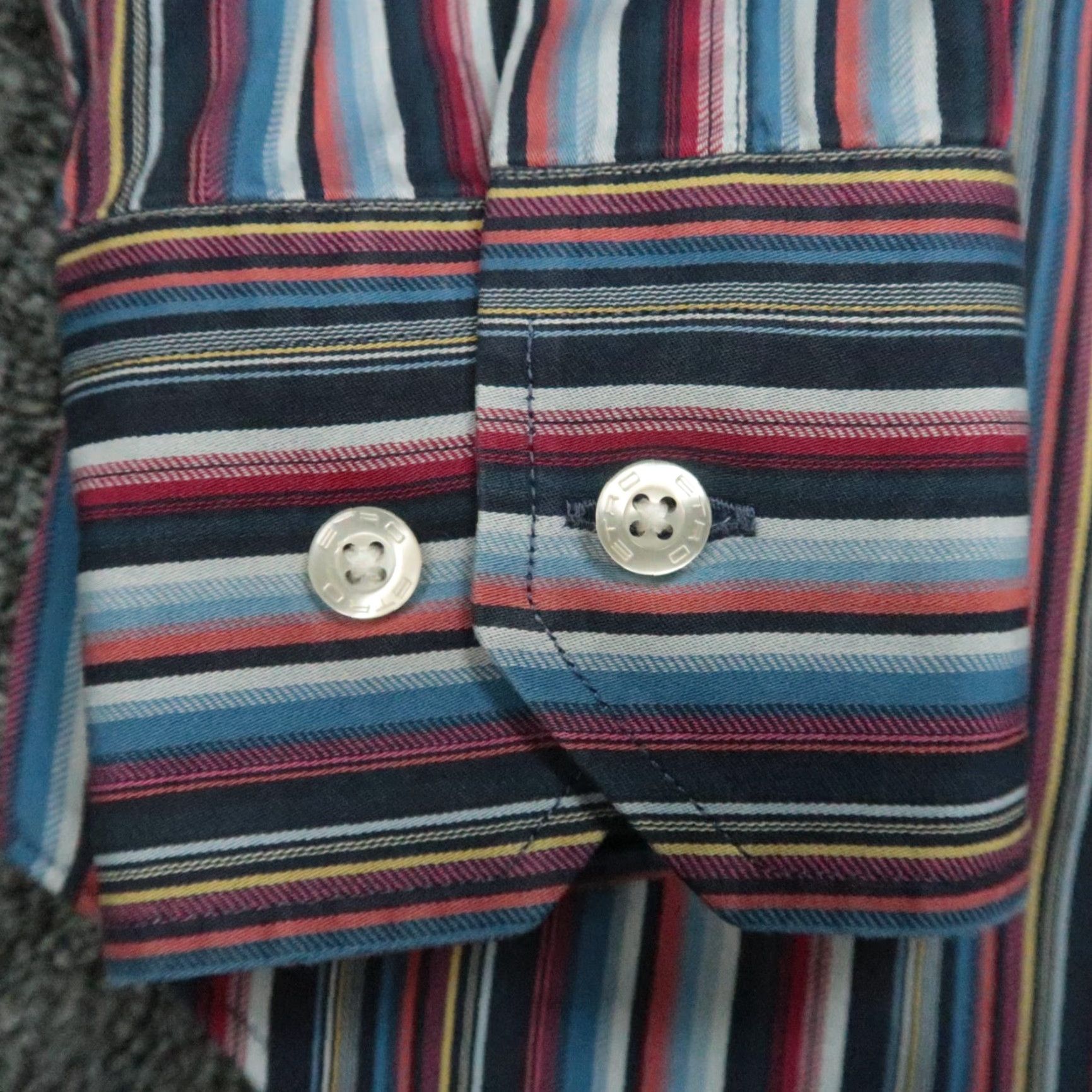 Etro ETRO Slim Striped Button-Up Shirt Mens Large 41 Blue Red Long Sleeve Italy Size US L / EU 52-54 / 3 - 6 Thumbnail