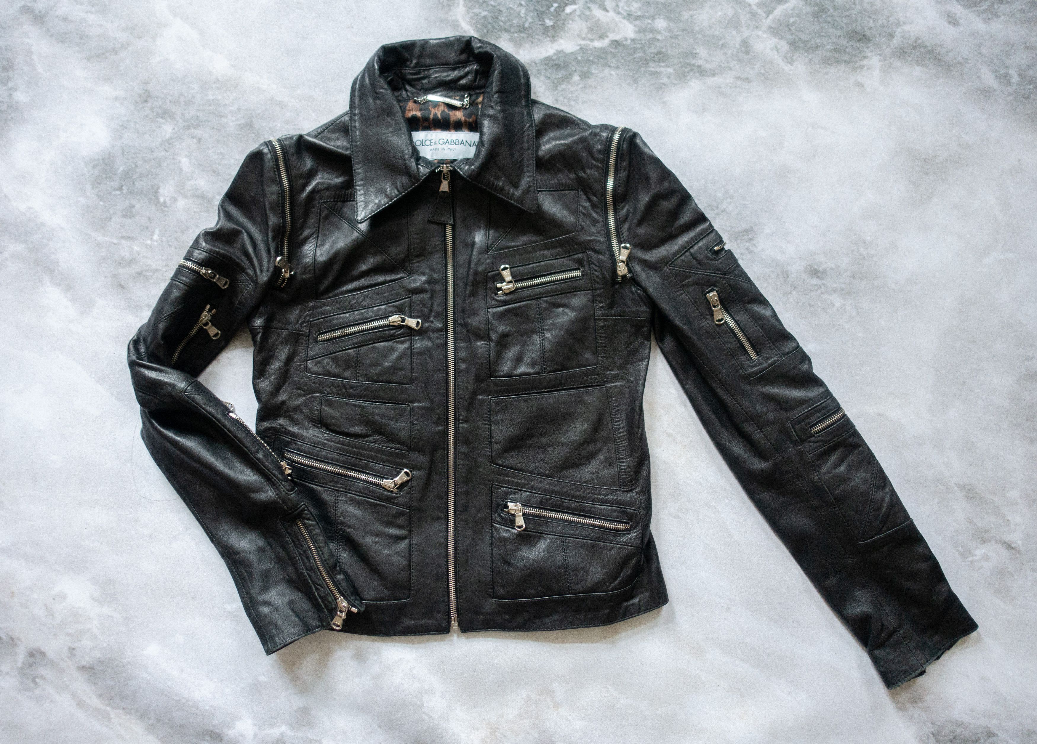 image of Dolce Gabbana x Vintage 00S Dolce&gabbana Archive Multipocket Leather Jacket in Black, Women's (Siz