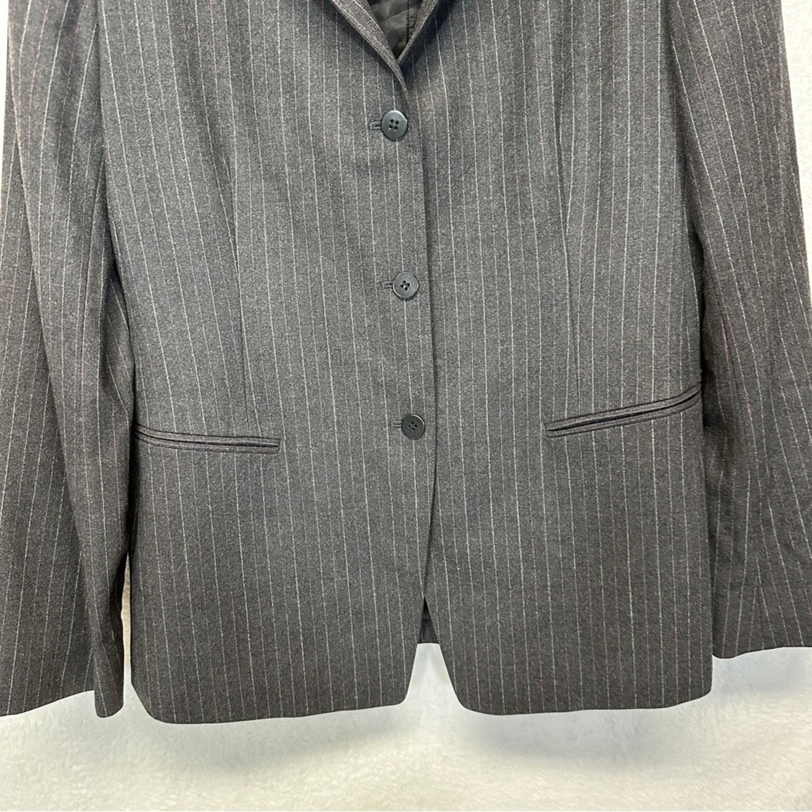 Lafayette 148 Lafayette 148 Wool Blend Gray Pinstripe Blazer Jacket Sz 12 Size XL / US 12-14 / IT 48-50 - 3 Thumbnail