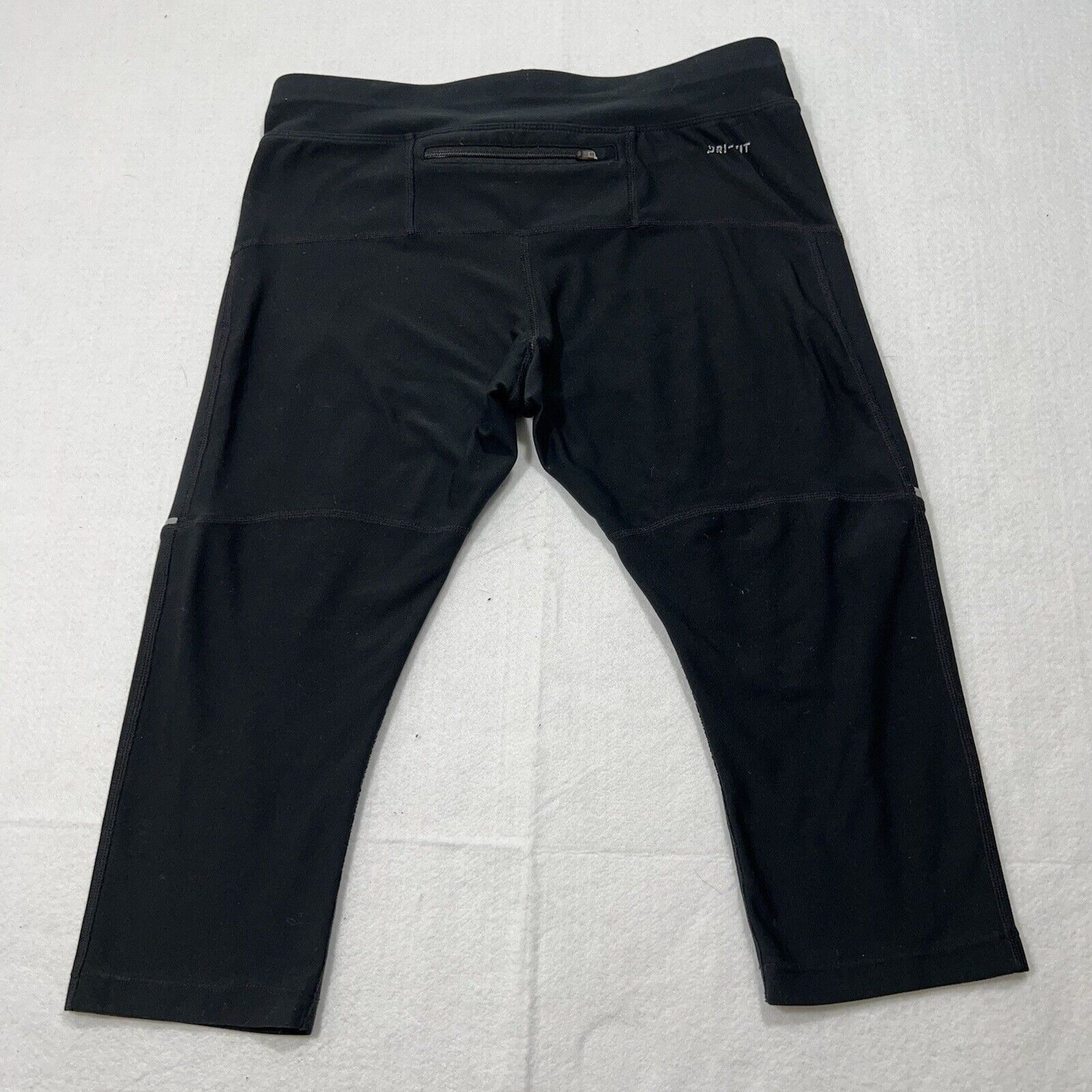 Nike Nike Dri Fit Medium Capri Athletic Running Black Leggings Size 32" / US 10 / IT 46 - 6 Thumbnail