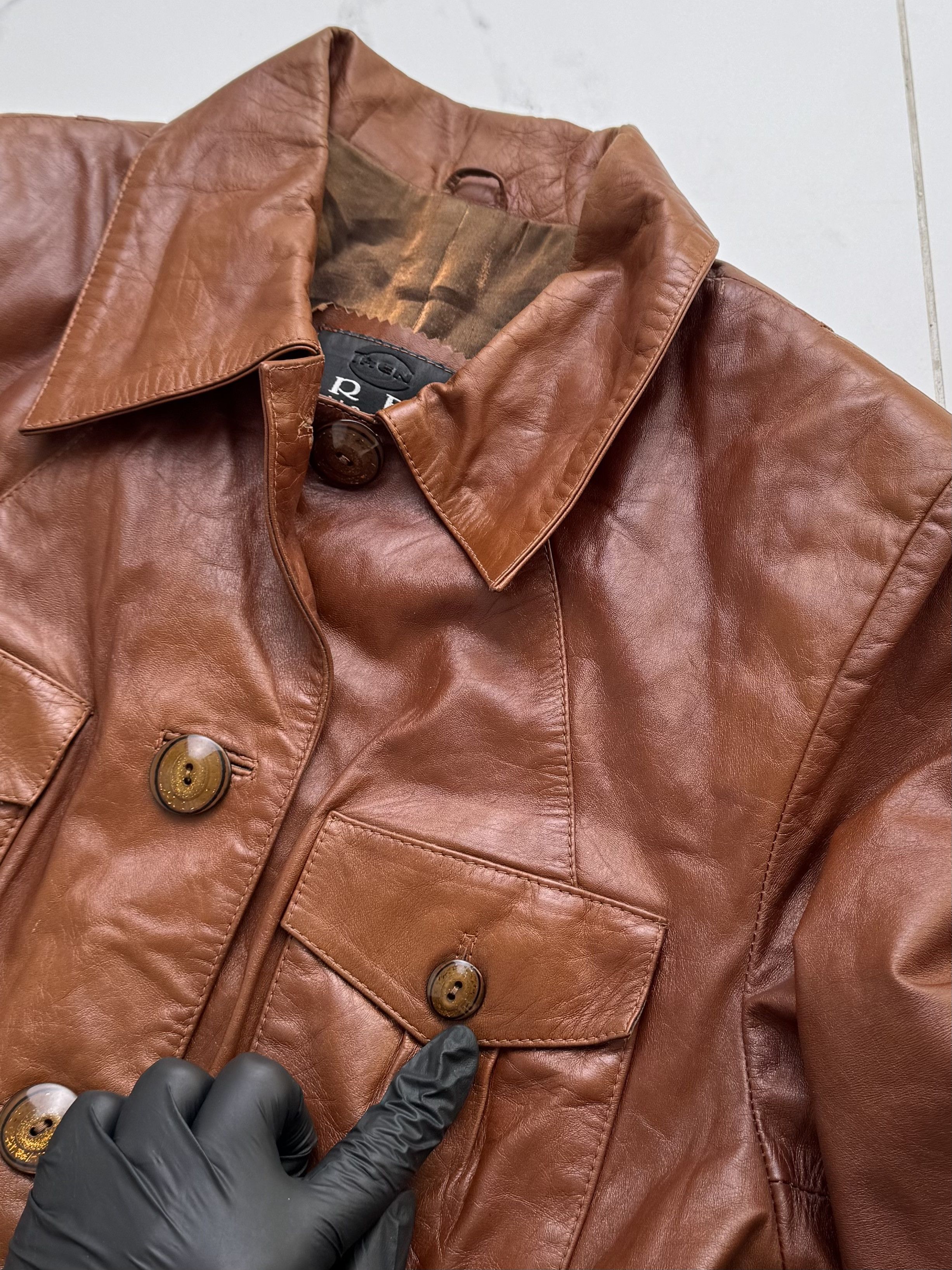 Genuine Leather Vintage Leather Utility Jacket Women Safari Retro Buttoned Size M / US 6-8 / IT 42-44 - 7 Thumbnail