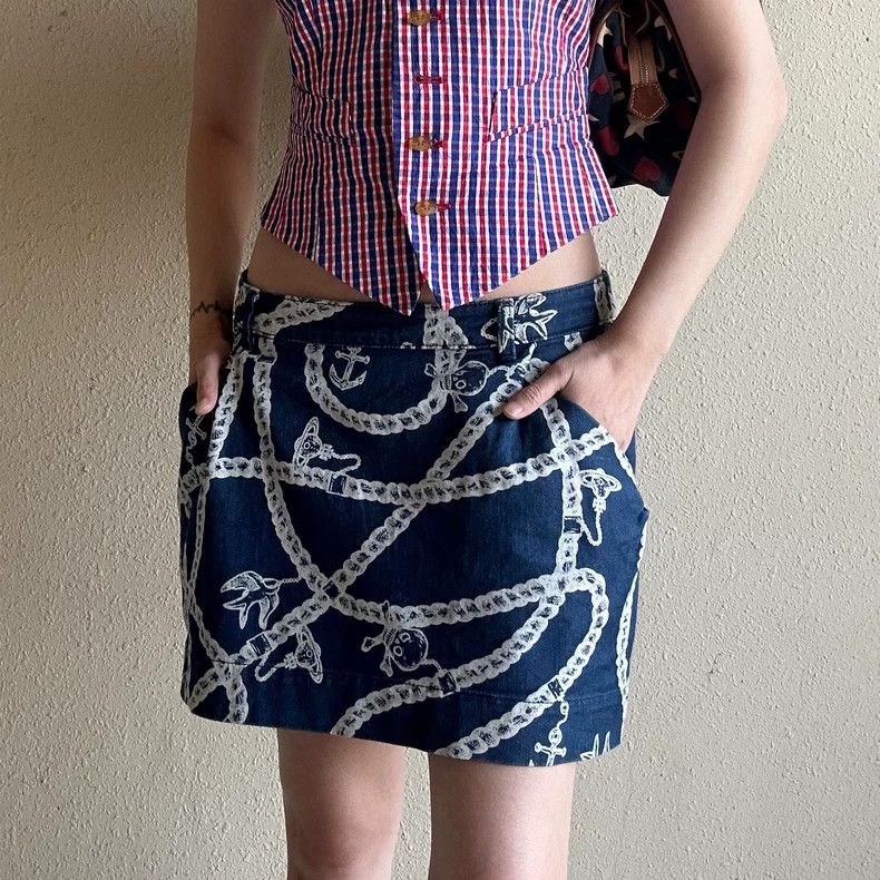Vivienne Westwood size3 Skull low waist jeans skirt