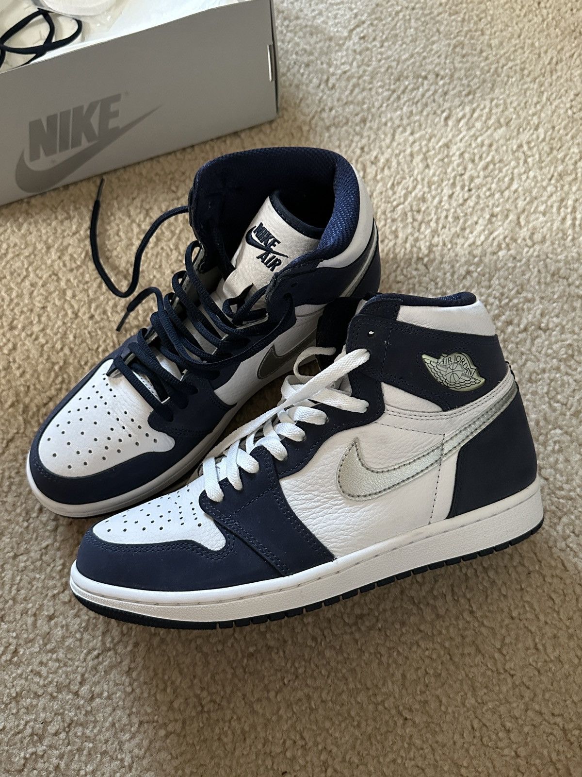 image of Jordan Nike Air Jordan 1 Retro High OG Co Jp Japan Size Us 8 Shoes in Metallic Silver, Men's