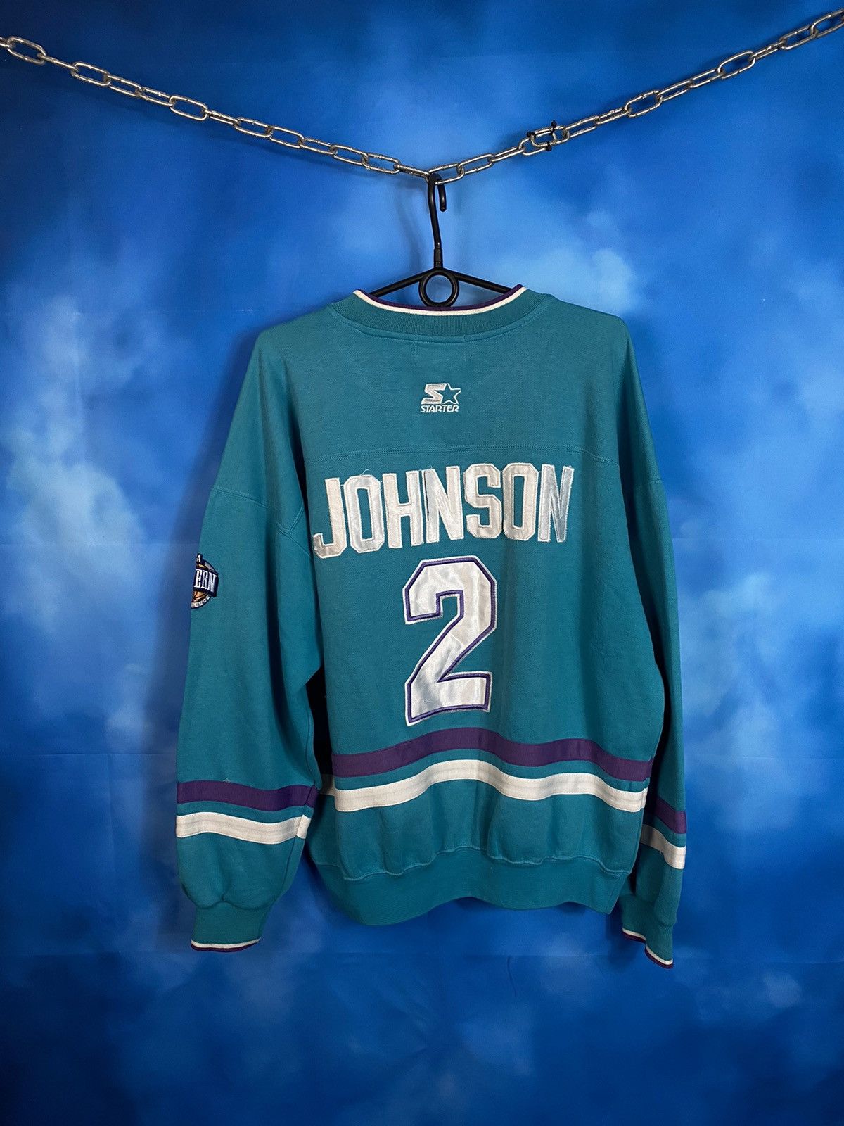 NBA Starter NBA Charlotte Hornets sweatshirt player 90s Size US L / EU 52-54 / 3 - 3 Thumbnail