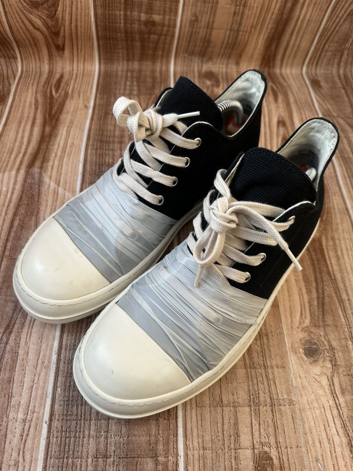 Rick Owens Drkshdw Rick Owens Hustler Wrapped Ramones Black Milk Lowtops Size US 8.5 / EU 41-42 - 4 Thumbnail
