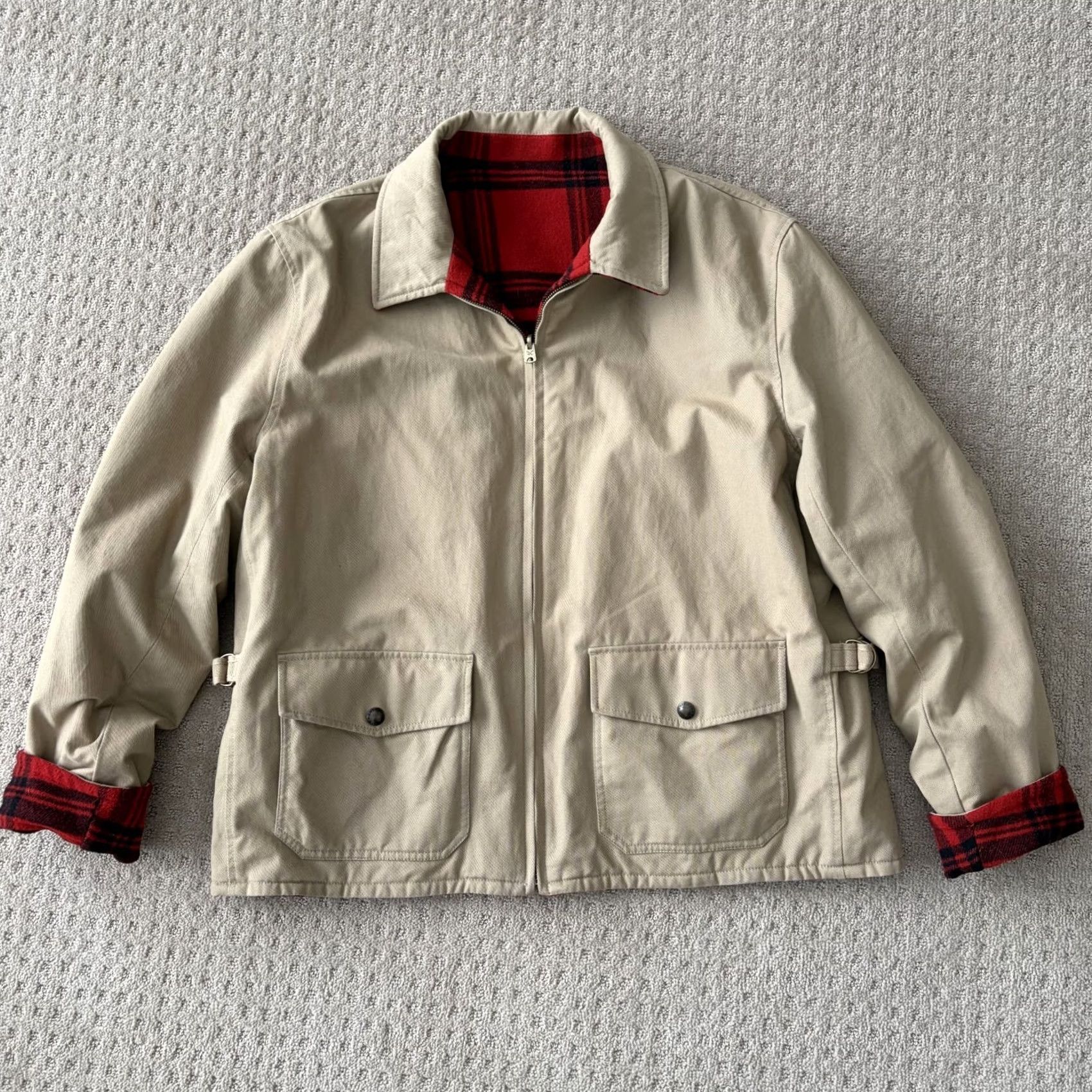 Vintage American Living Reversible Wool Jacket Mens 2XL Red Buffalo Plaid Zipper Mid-Length Size US XXL / EU 58 / 5 - 6 Thumbnail