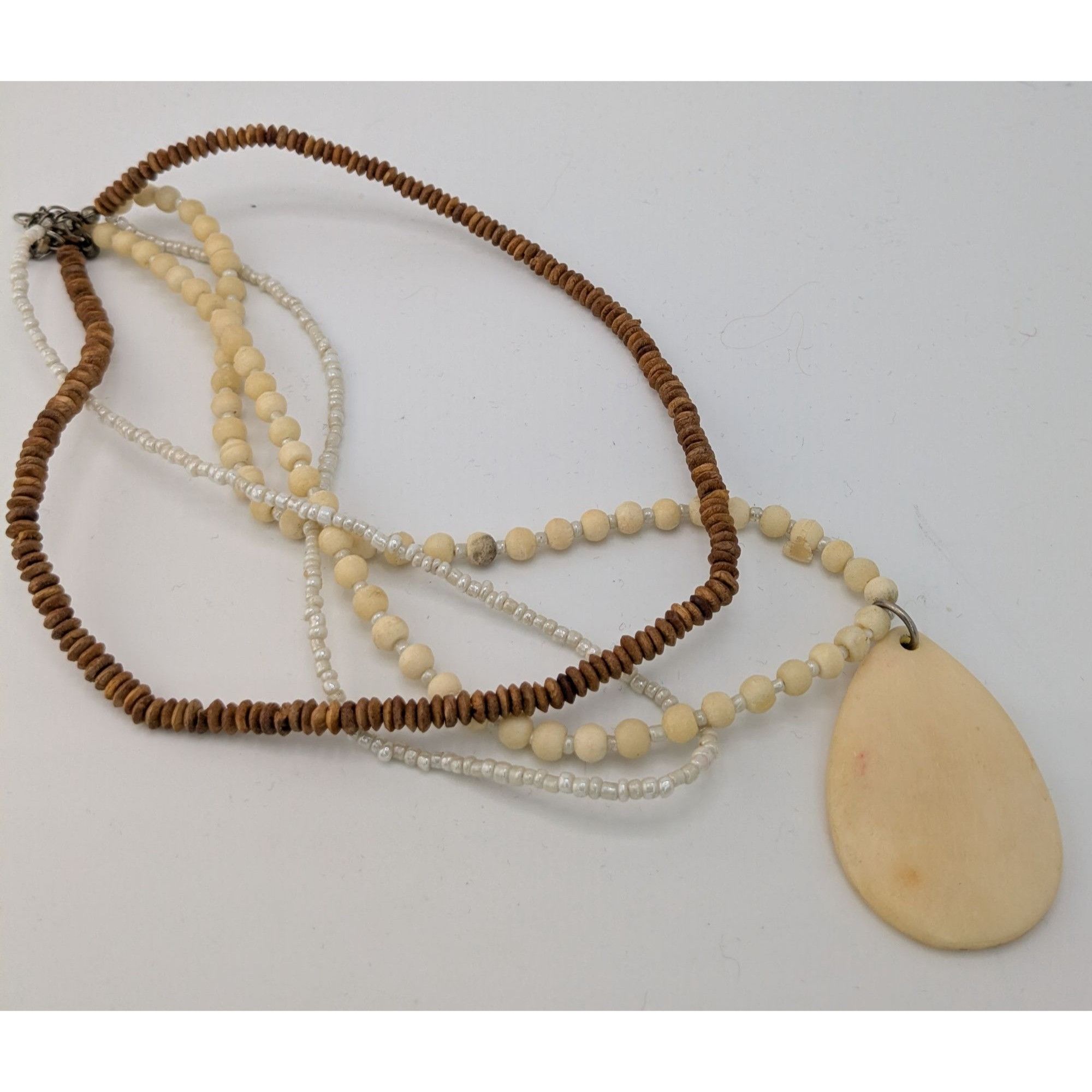 Other Vintage Boho Multi-Strand Necklace With Cream & Brown Beads Size ONE SIZE - 7 Thumbnail