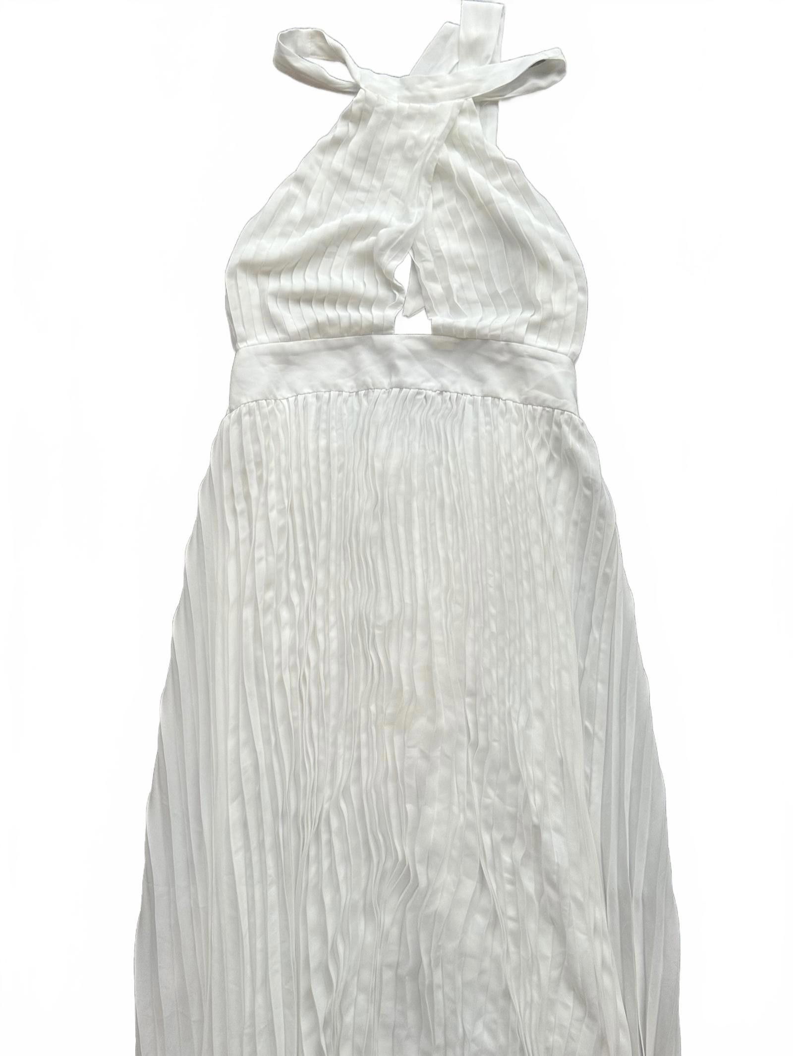 Designer Elegant White Halter Neck Dress Size 3XL / US 20-22 - 1 Preview