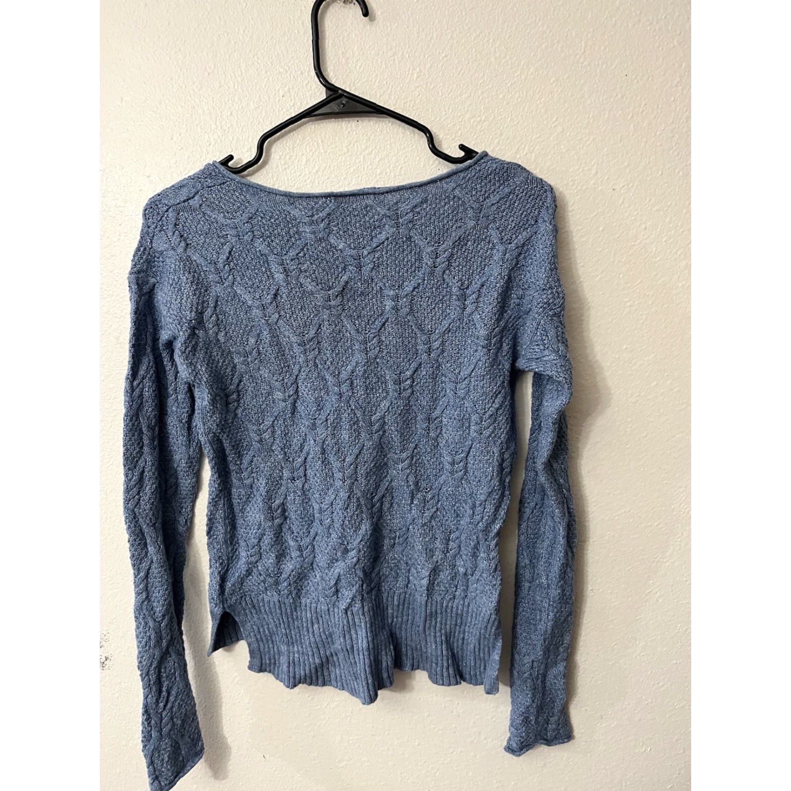 Gap Gap Sweater Women XS Blue Cable-Knit V-Neck Pullover Casual Womens Size XS / US 0-2 / IT 36-38 - 2 Thumbnail