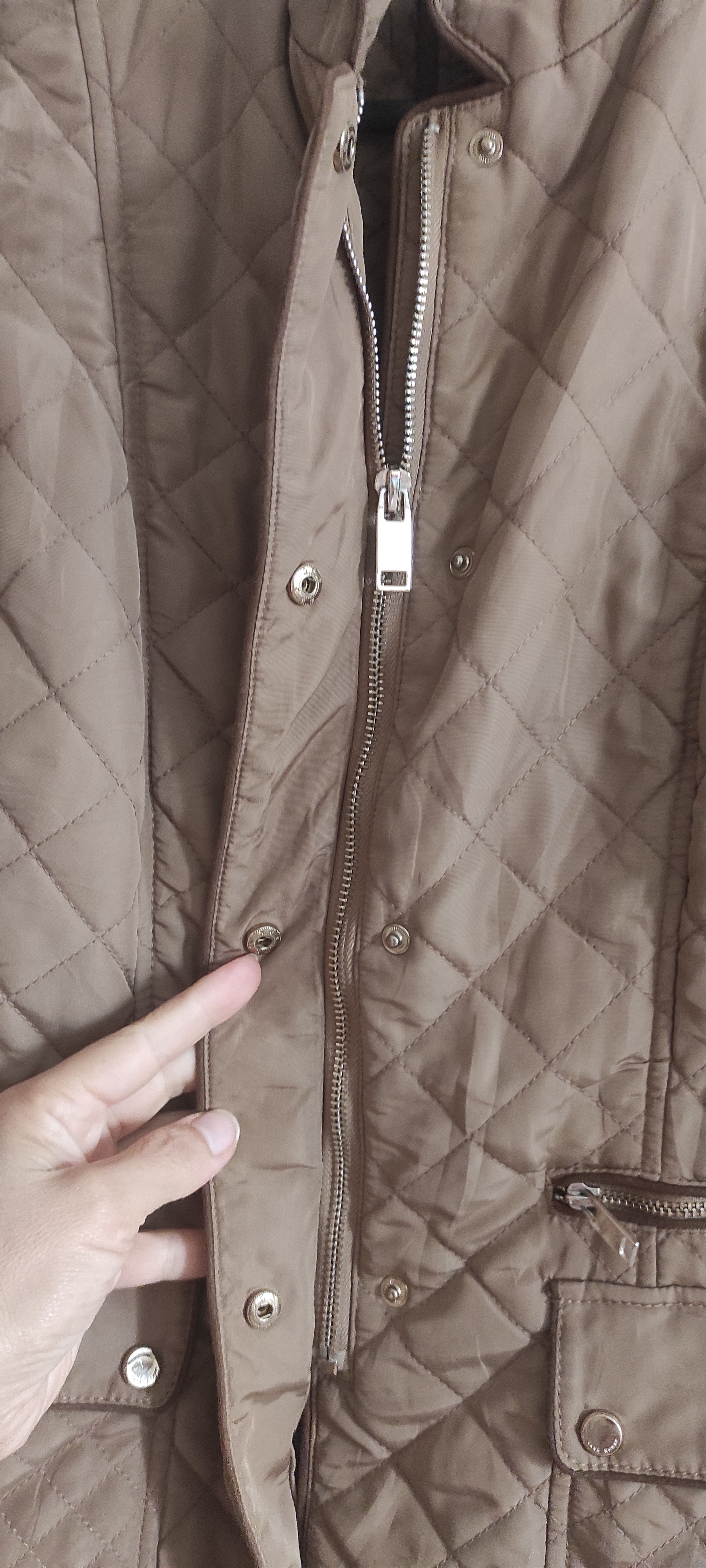 Zara Zara Beige Quilted Women Jacket - Size M Size L / US 10 / IT 46 - 3 Thumbnail