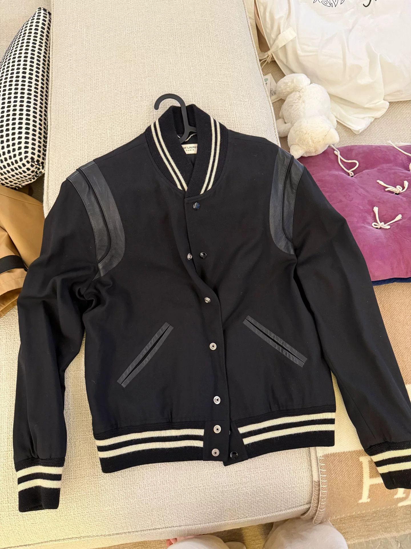 Saint Laurent Paris Saint Laurent Wool Leather Baseball Jacket Size US S / EU 44-46 / 1 - 1 Thumbnail