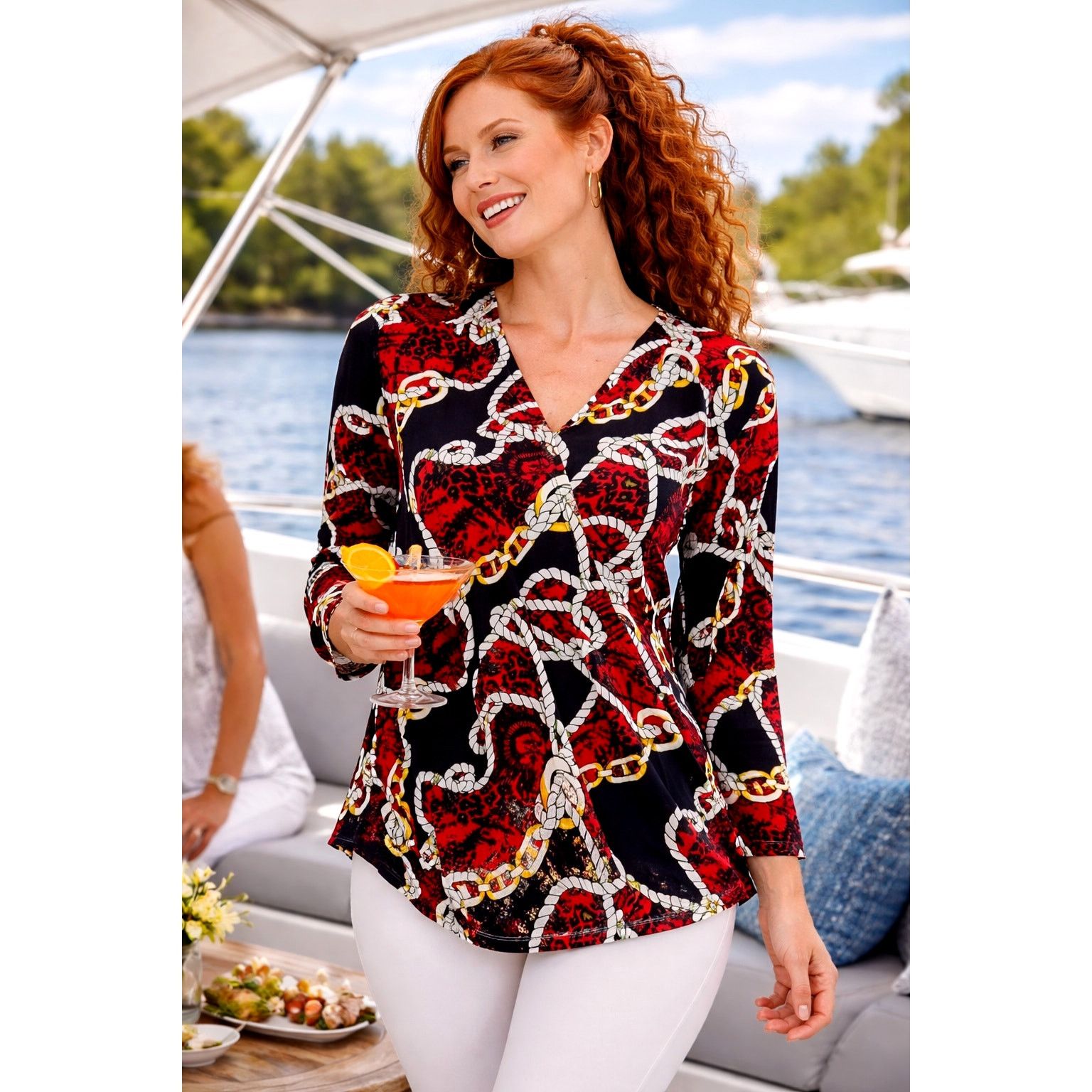 Other Shavonne Dorsey Chain/Rope Asymmetrical Blouse Red/Black L Size L / US 10 / IT 46 - 1 Thumbnail