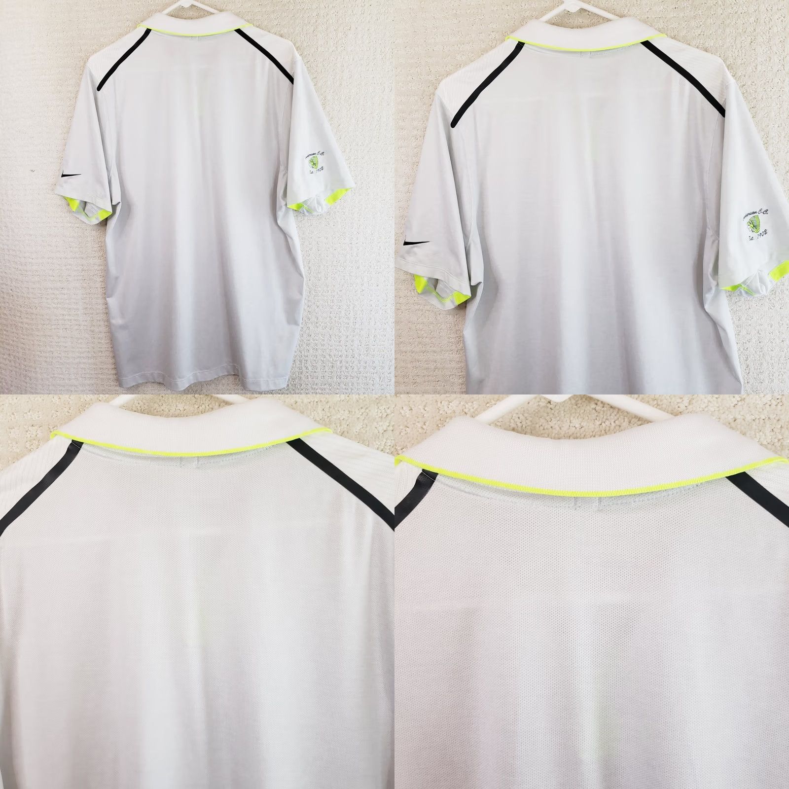 Nike Nike Golf Tour Performance Dri-Fit Polo Shirt Mens XL White Hi-Vis Striped Collared Short Sleeve 1902 C.C. Nike Golf Size US XL / EU 56 / 4 - 8 Thumbnail