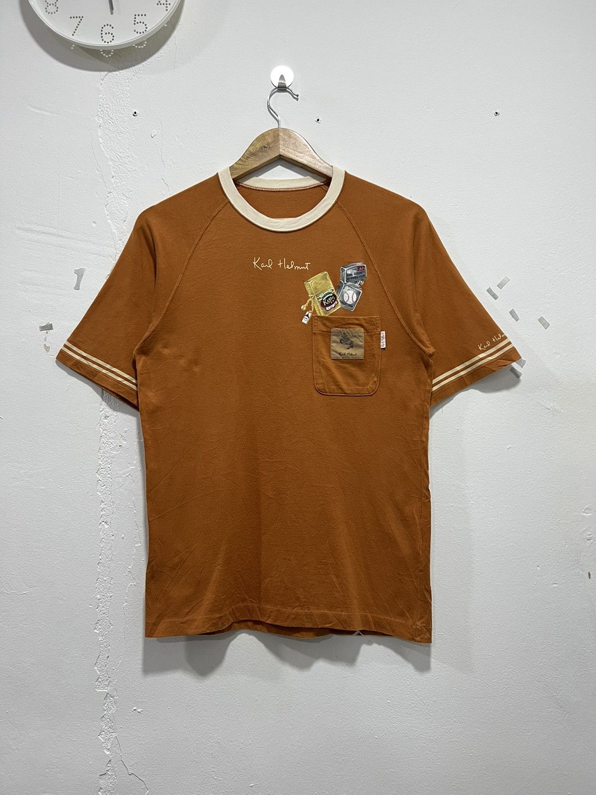 Karl Helmut × Vintage Vintage Karl Helmut Patchwork Pocket Tshirt Size US S / EU 44-46 / 1 - 1 Thumbnail
