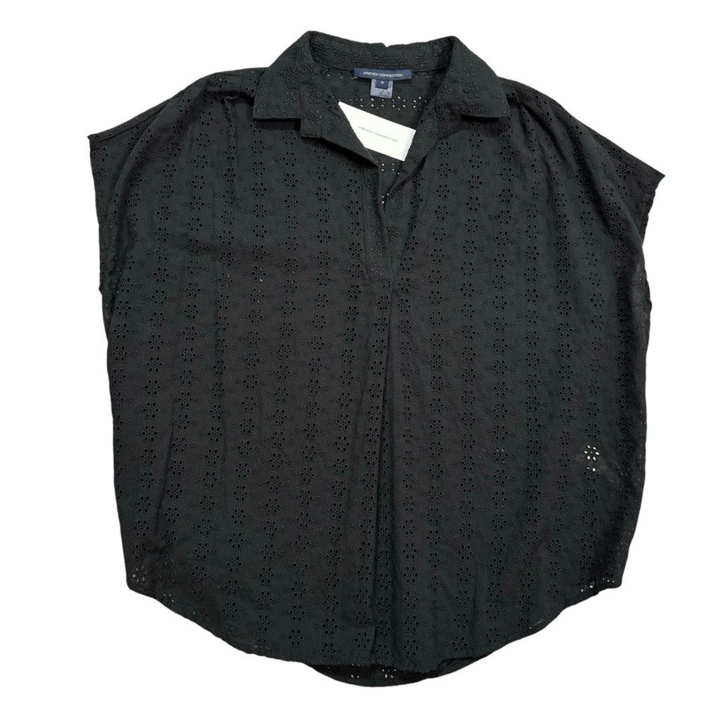 French Connection NWT New French Connection Rhodes Eyelet Black Cotton Top Bl Size L / US 10 / IT 46 - 6 Thumbnail