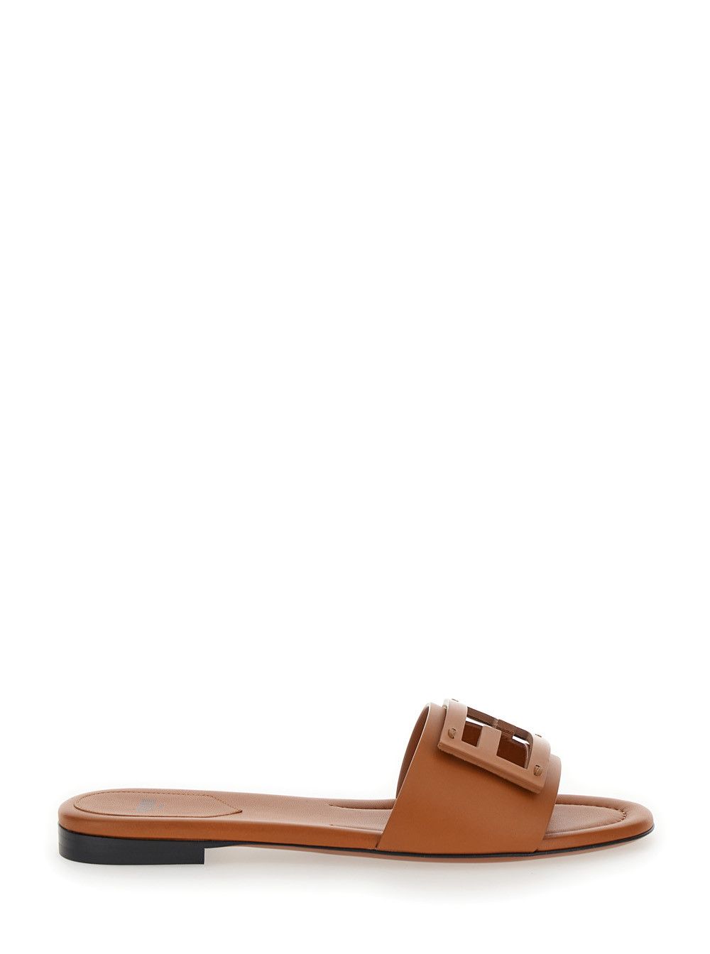 Fendi Brown 'Baguette' Logo Sandals in Leather for Women Size US 11 / IT 41 - 1 Thumbnail