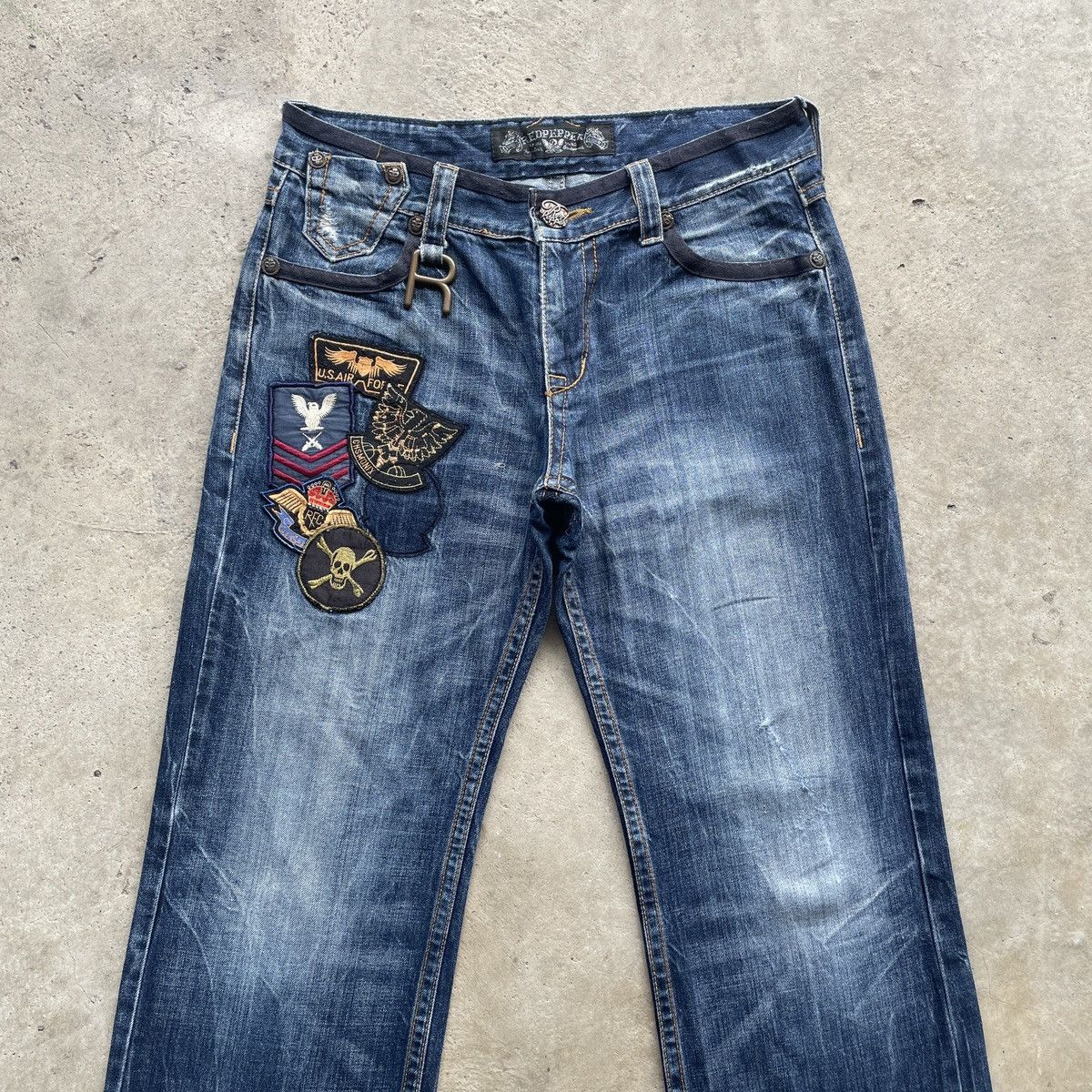 Japanese Brand Vintage Japan Patch Faded Jeans Embroidery Denim Pants Baggy Size US 33 - 4 Thumbnail