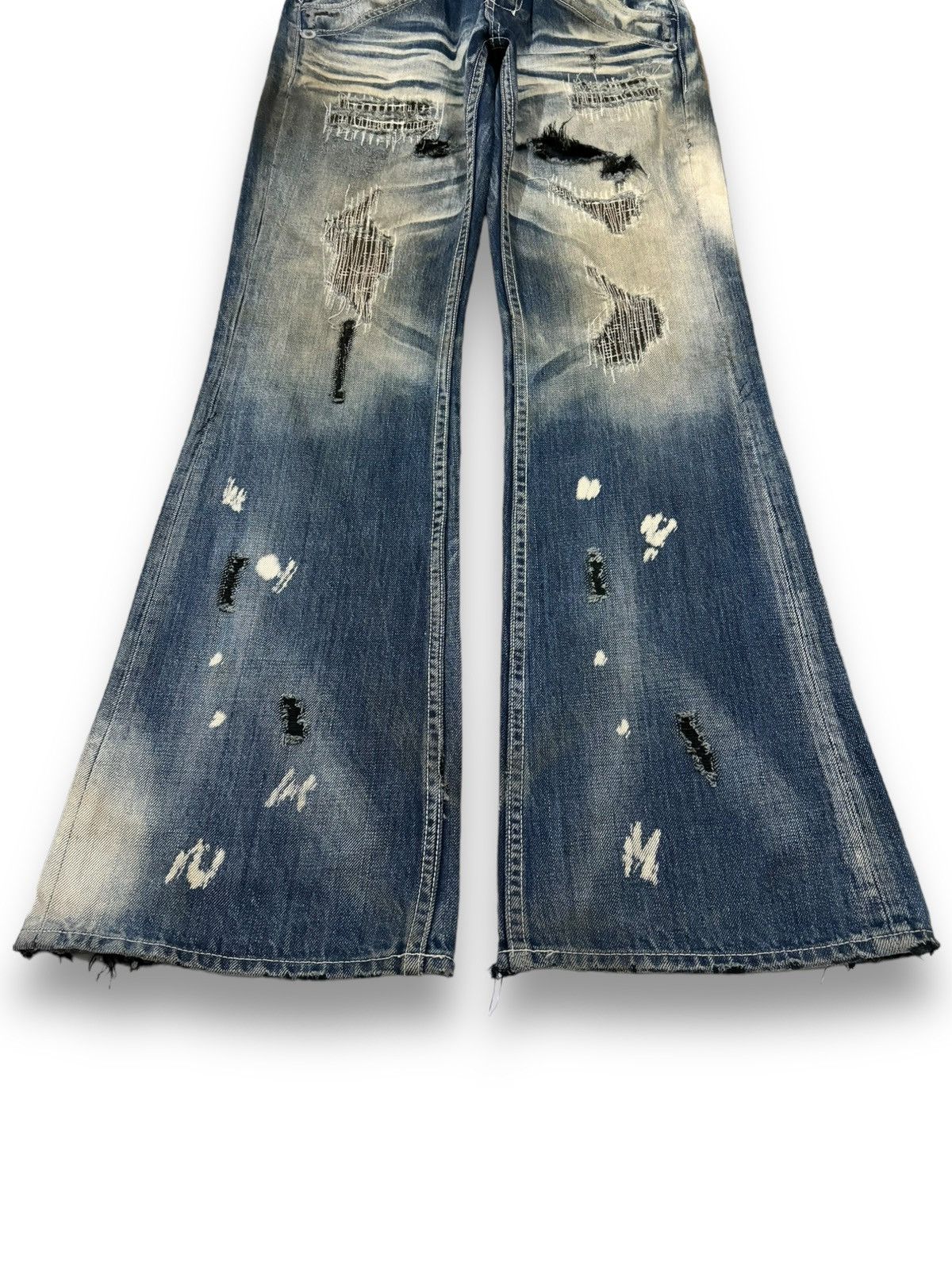 If Six Was Nine Vintage Army of NO! Patched Distressed Flare Grunge Jeans Size US 30 / EU 46 - 10 Thumbnail