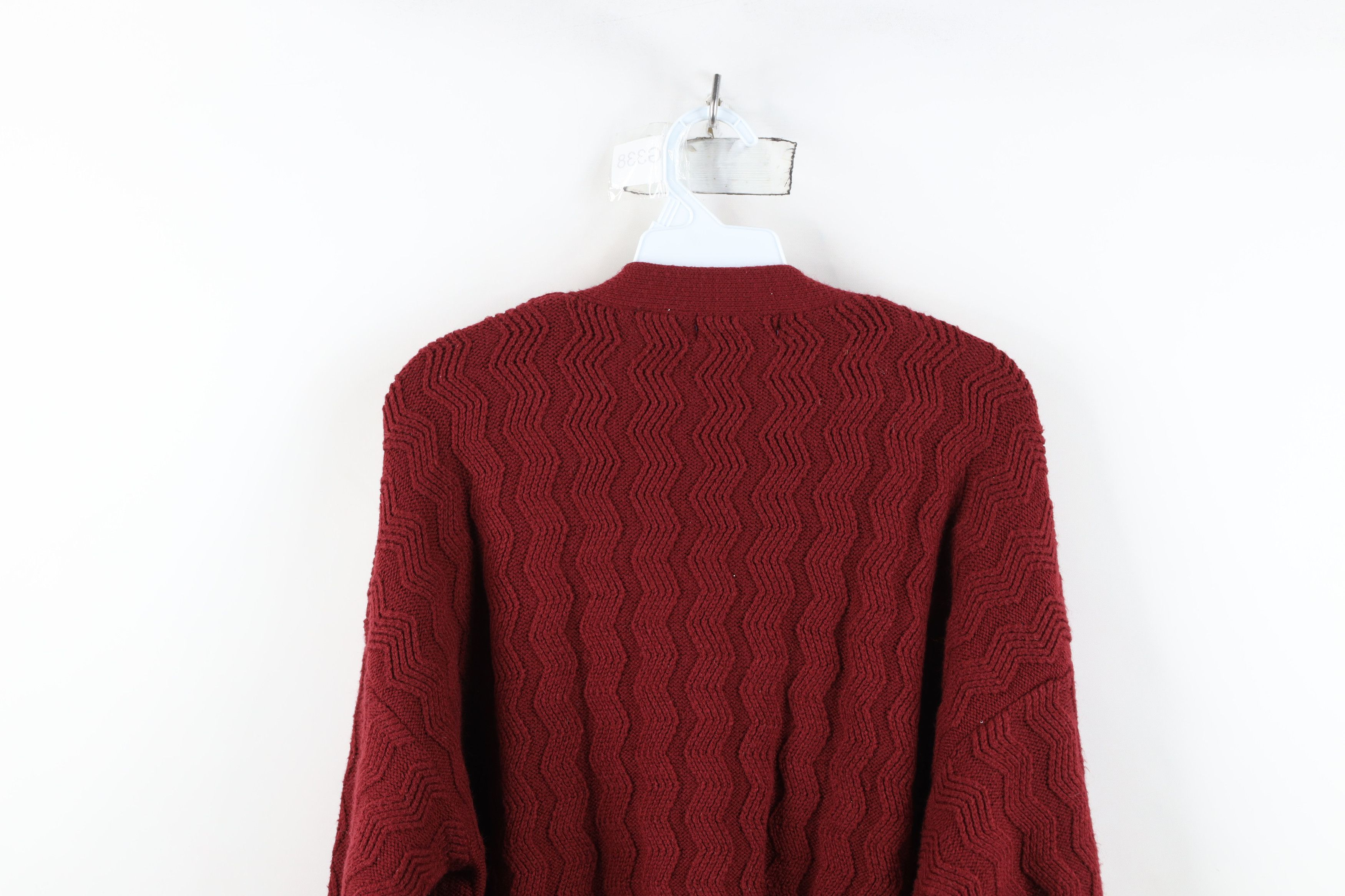 Vintage Vintage 90s Streetwear Zig Zag Wavy Knit Cardigan Sweater Size US XL / EU 56 / 4 - 10 Thumbnail